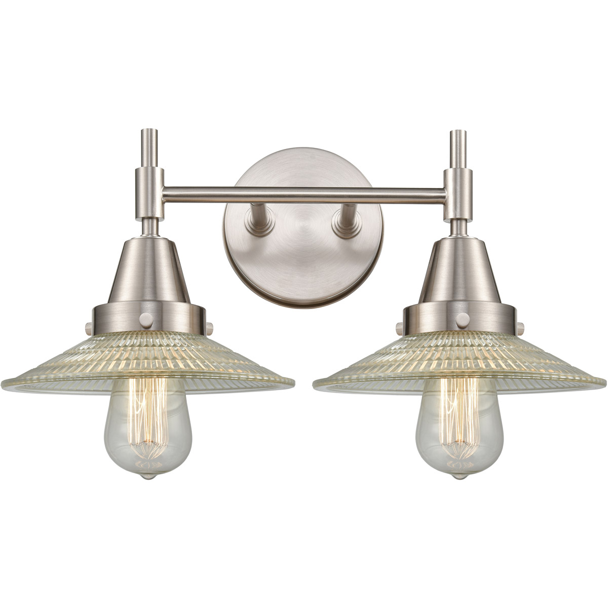 Caden LED 18 inch Satin Nickel Bath Vanity Light Wall Light in Clear Halophane Glass