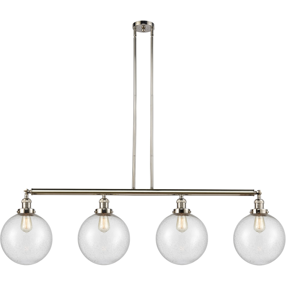 Franklin Restoration X-Large Beacon 4 Light 54 inch Polished Nickel Island Light Ceiling Light in Seedy Glass, Franklin Restoration