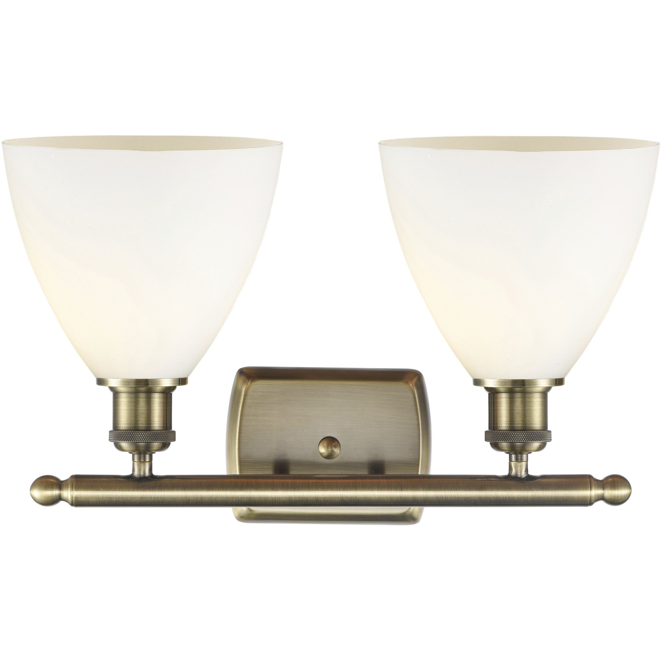 Ballston Ballston Dome 2 Light 18 inch Antique Brass Bath Vanity Light Wall Light in Matte White Glass