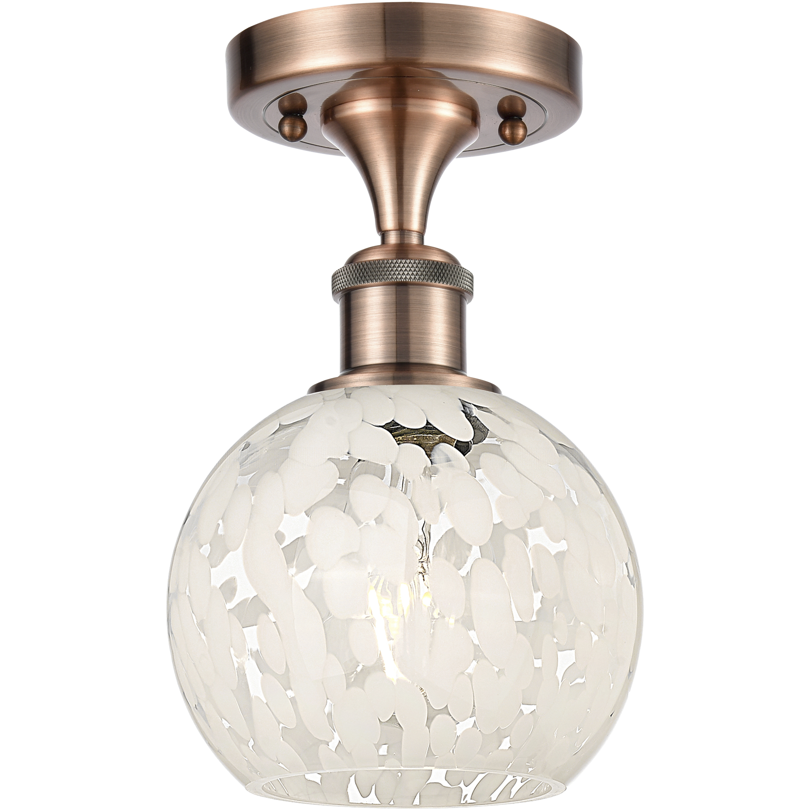 Ballston White Mouchette 1 Light 6 inch Antique Copper Semi-Flush Mount Ceiling Light