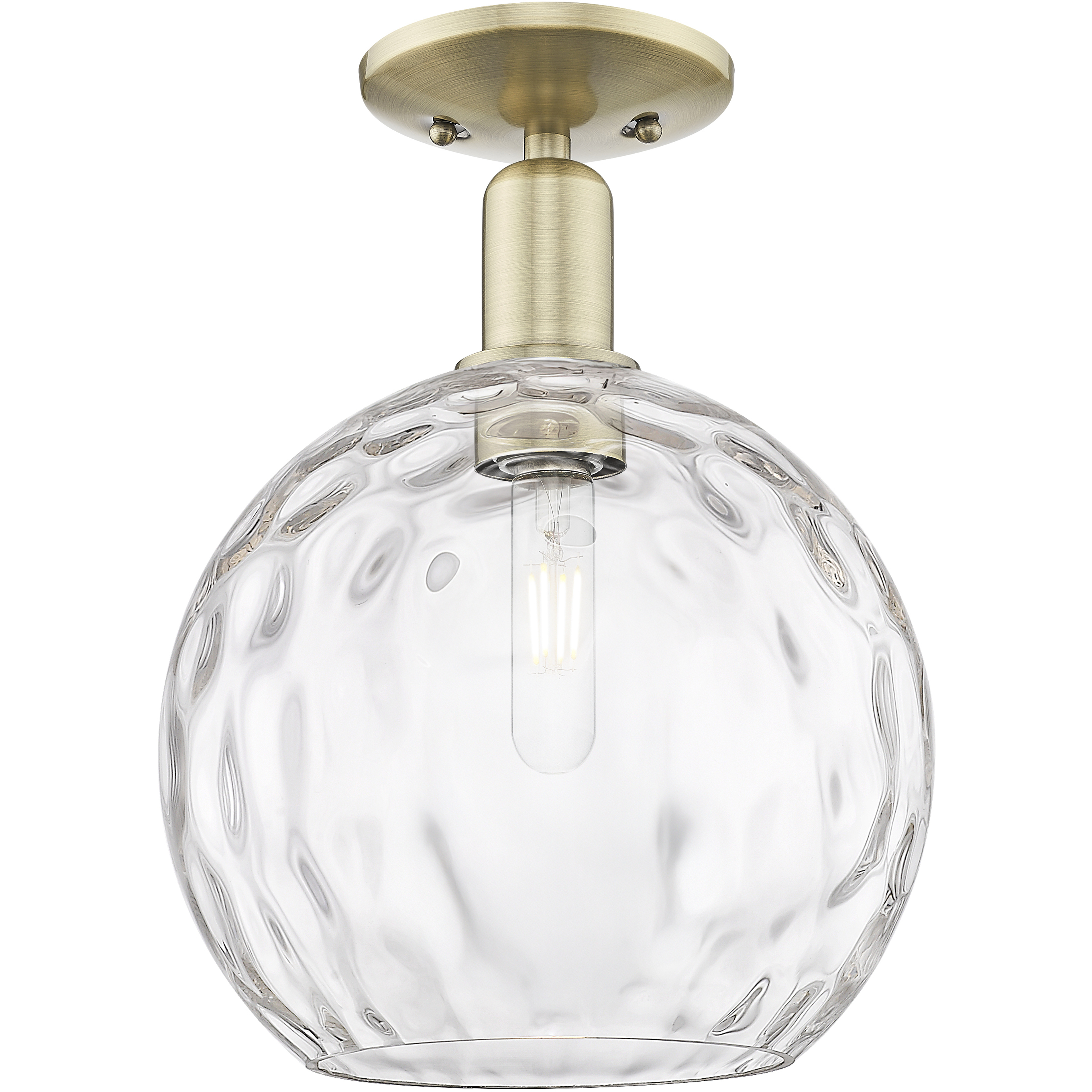 Arcadia Athens Water Glass 1 Light 10 inch Antique Brass Semi-Flush Mount Ceiling Light