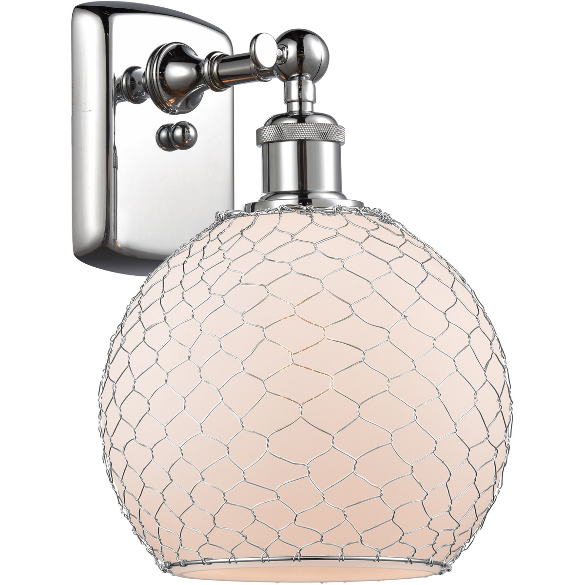 Ballston Farmhouse Chicken Wire 1 Light 8 inch Polished Chrome Sconce Wall Light, Ballston