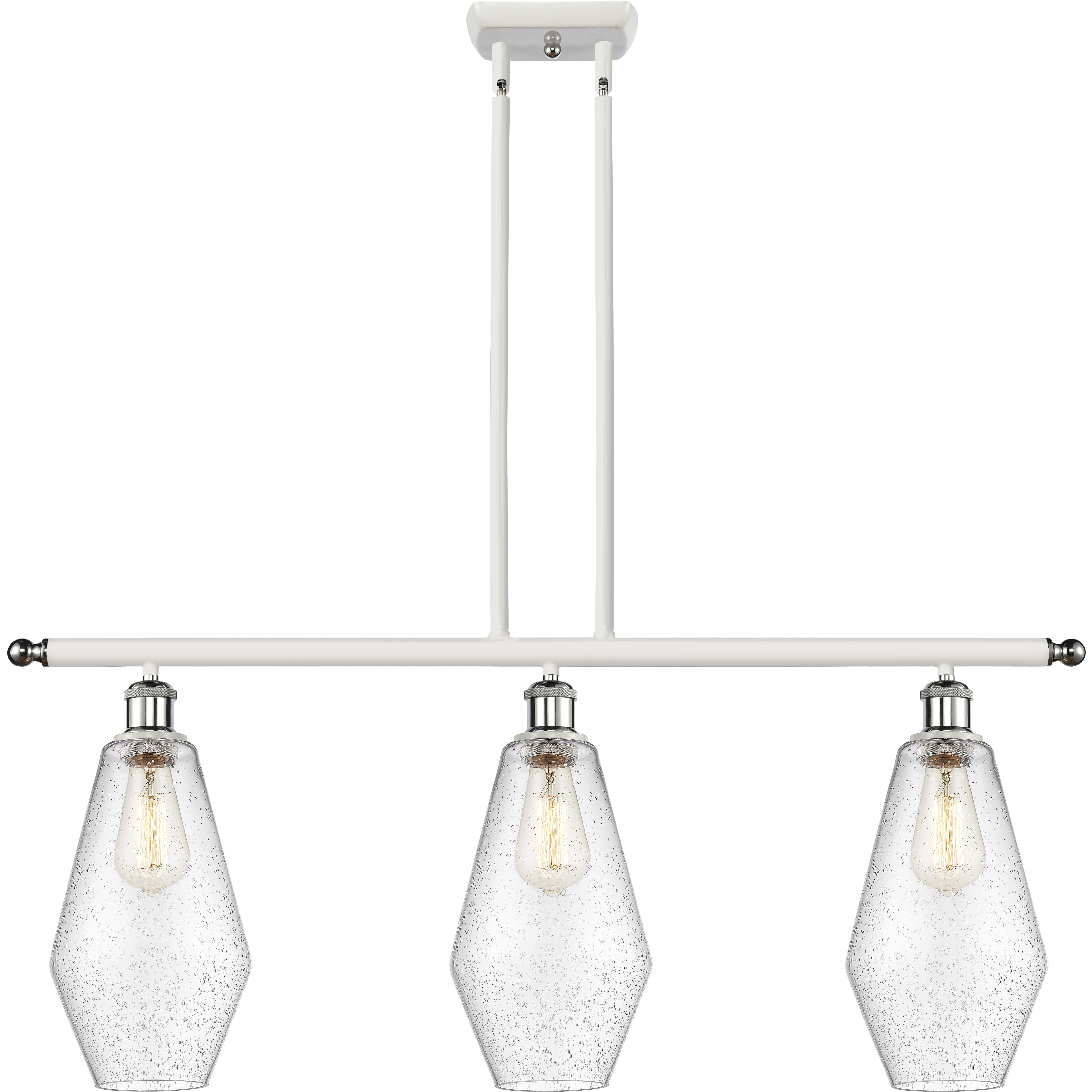 Ballston Cindyrella LED 36 inch White and Polished Chrome Island Light Ceiling Light in Seedy Glass