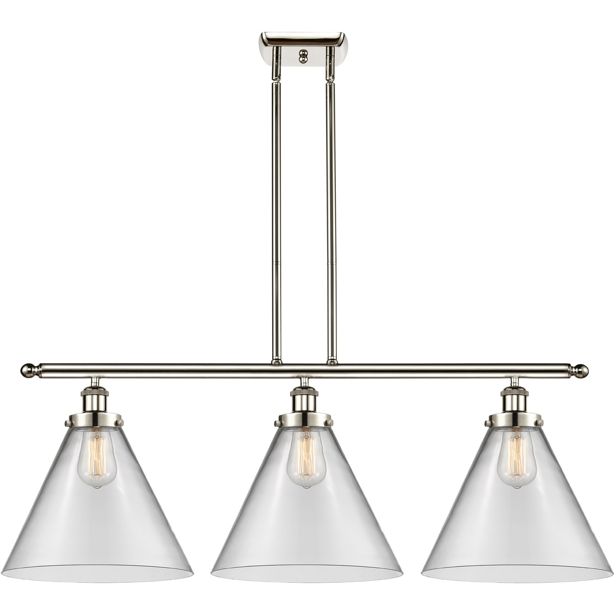 Ballston X-Large Cone LED 36 inch Polished Nickel Island Light Ceiling Light in Clear Glass