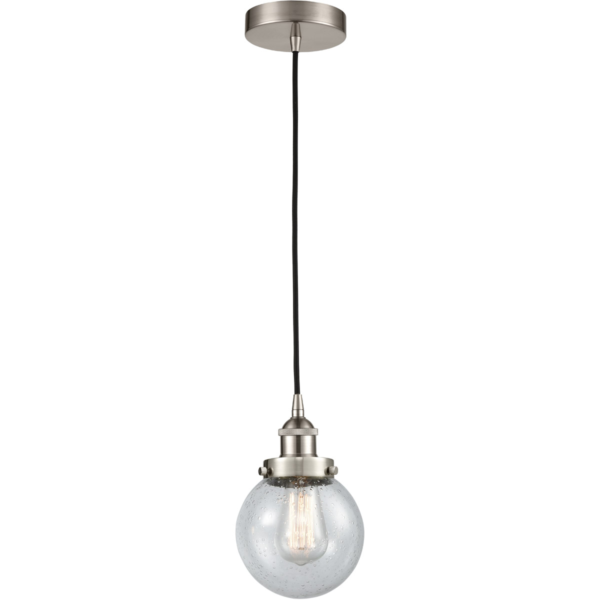Edison Beacon LED 6 inch Brushed Satin Nickel Mini Pendant Ceiling Light