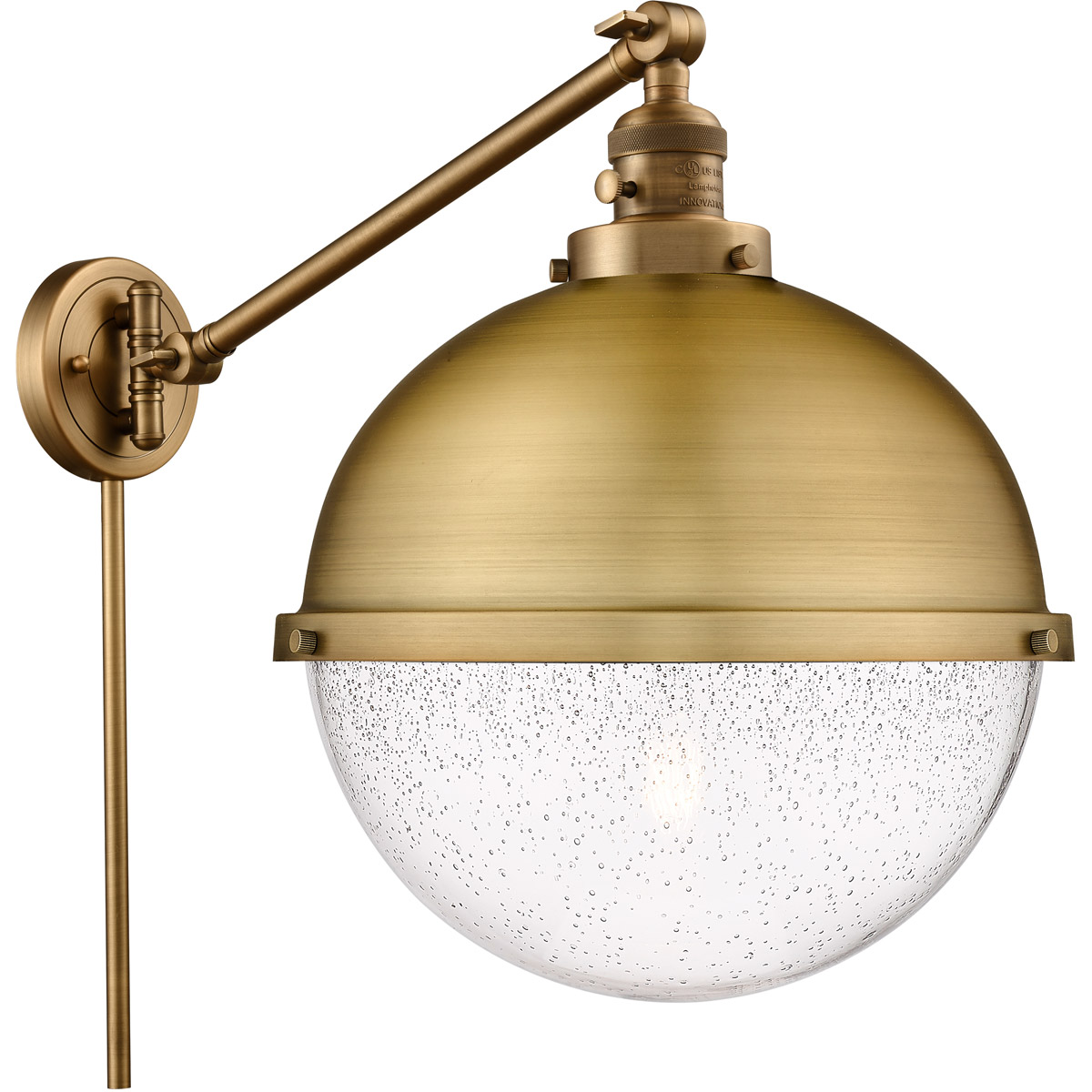 Franklin Restoration Hampden 22.44 inch 60 watt Brushed Satin Nickel Swing Arm Wall Light in Seedy Glass
