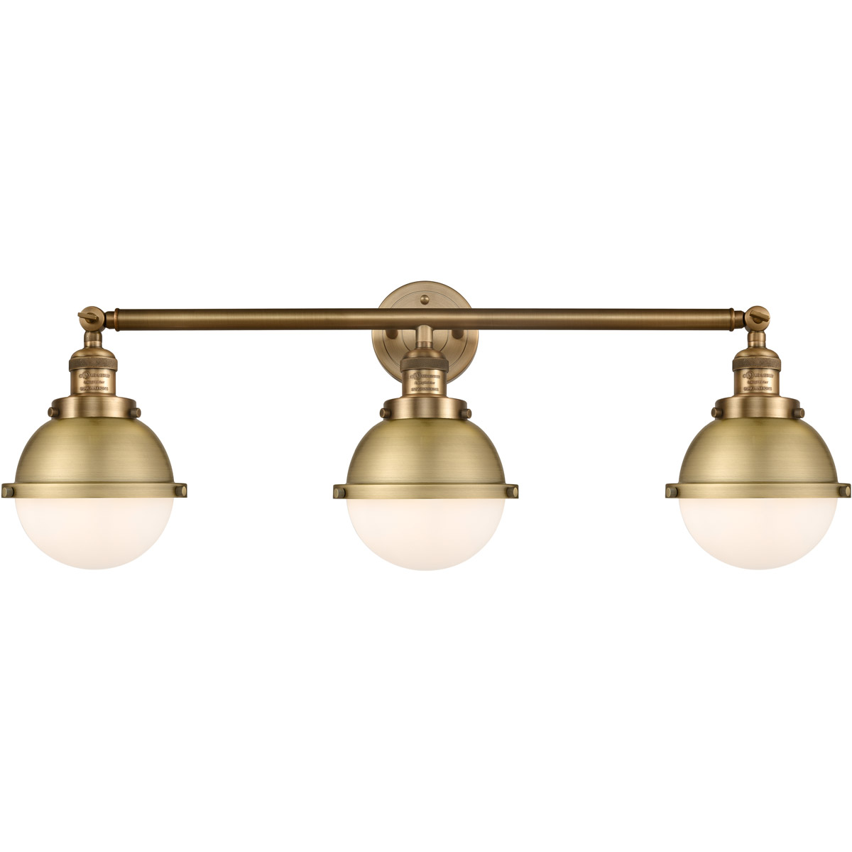 Franklin Restoration Hampden 3 Light 34 inch Brushed Brass Bath Vanity Light Wall Light in Clear Glass