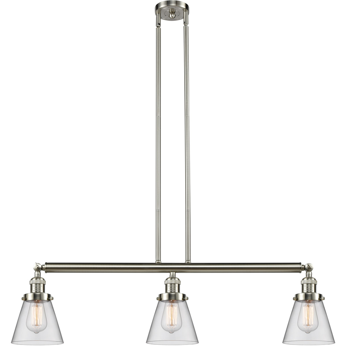 Franklin Restoration Small Cone LED 39 inch Brushed Satin Nickel Island Light Ceiling Light in Clear Glass, Franklin Restoration
