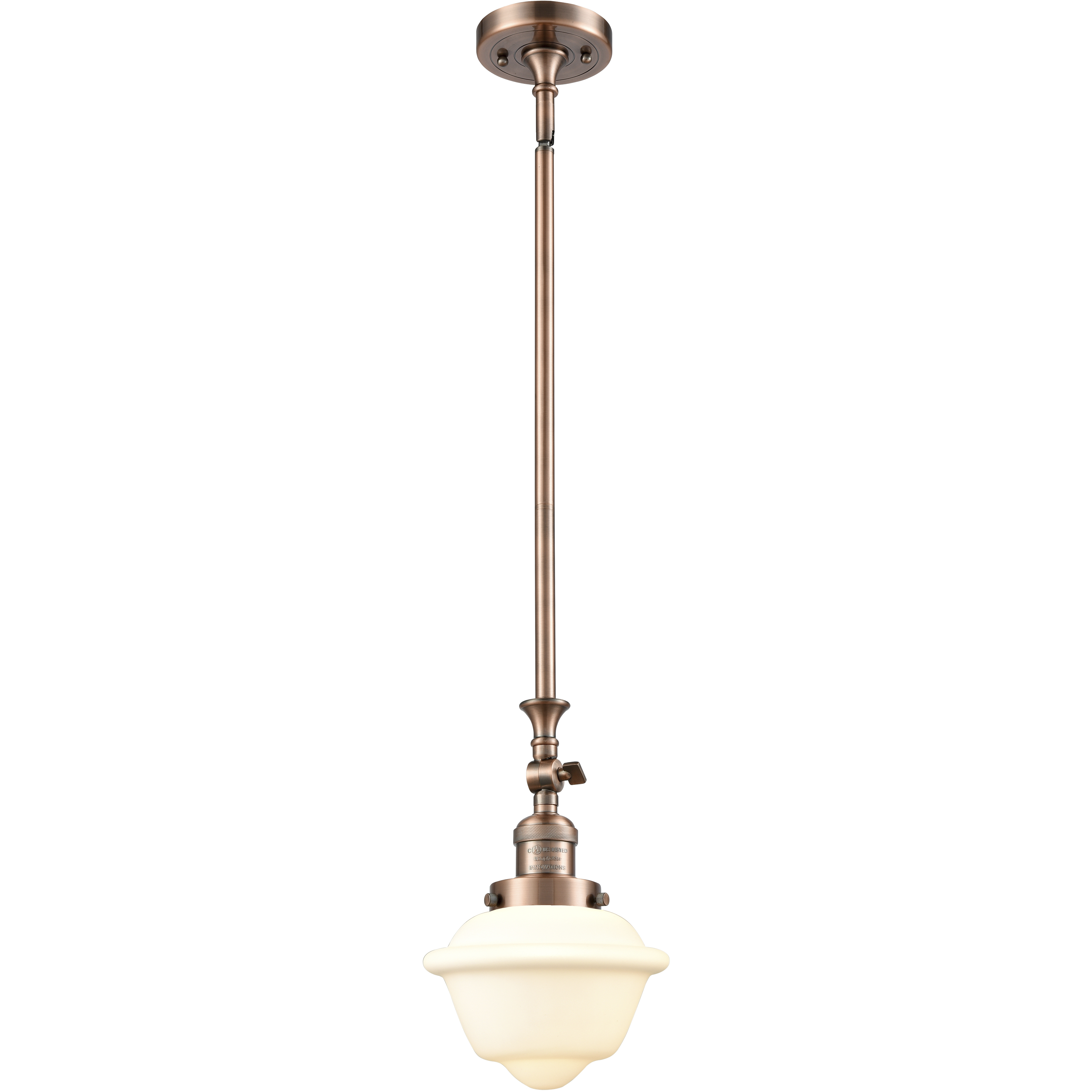 Franklin Restoration Oxford 1 Light 7.5 inch Antique Copper Mini Pendant Ceiling Light in Incandescent, Matte White, Franklin Restoration