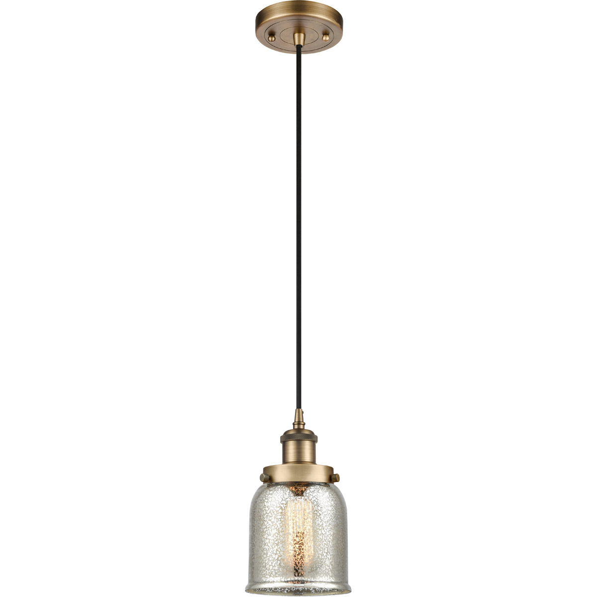 Ballston Bell LED 5 inch Brushed Brass Mini Pendant Ceiling Light, Small Bell