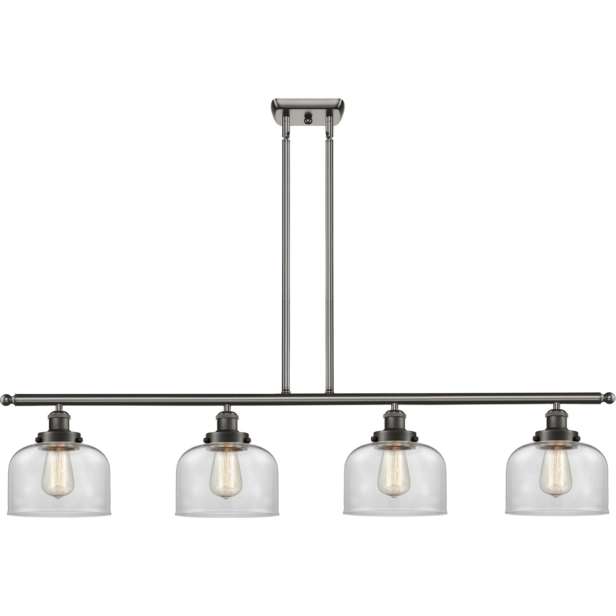 Ballston Large Bell 4 Light 48 inch Oil Rubbed Bronze Island Light Ceiling Light in Clear Glass, Ballston