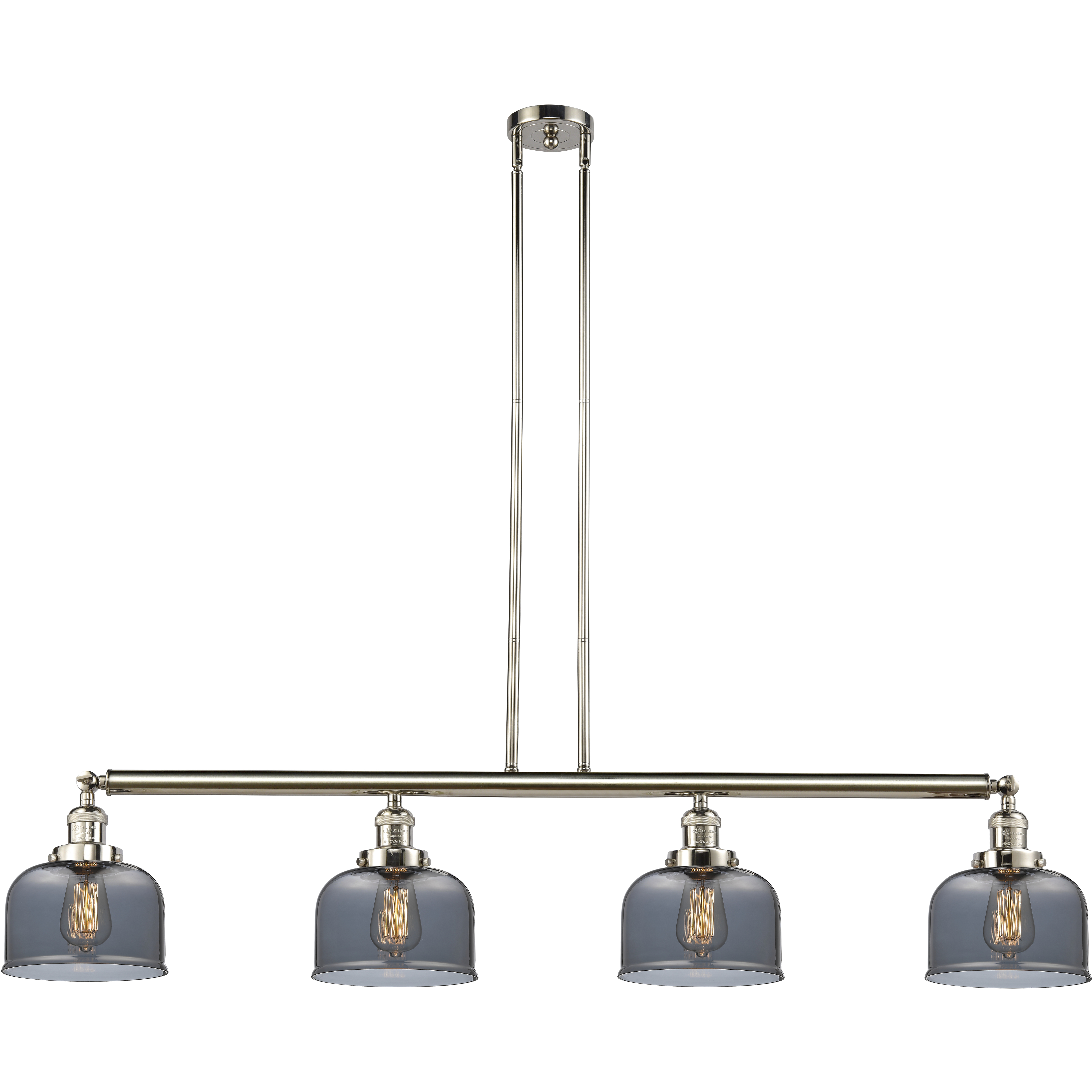 Franklin Restoration Large Bell 4 Light 52.63 inch Polished Nickel Island Light Ceiling Light in Plated Smoke Glass, Franklin Restoration