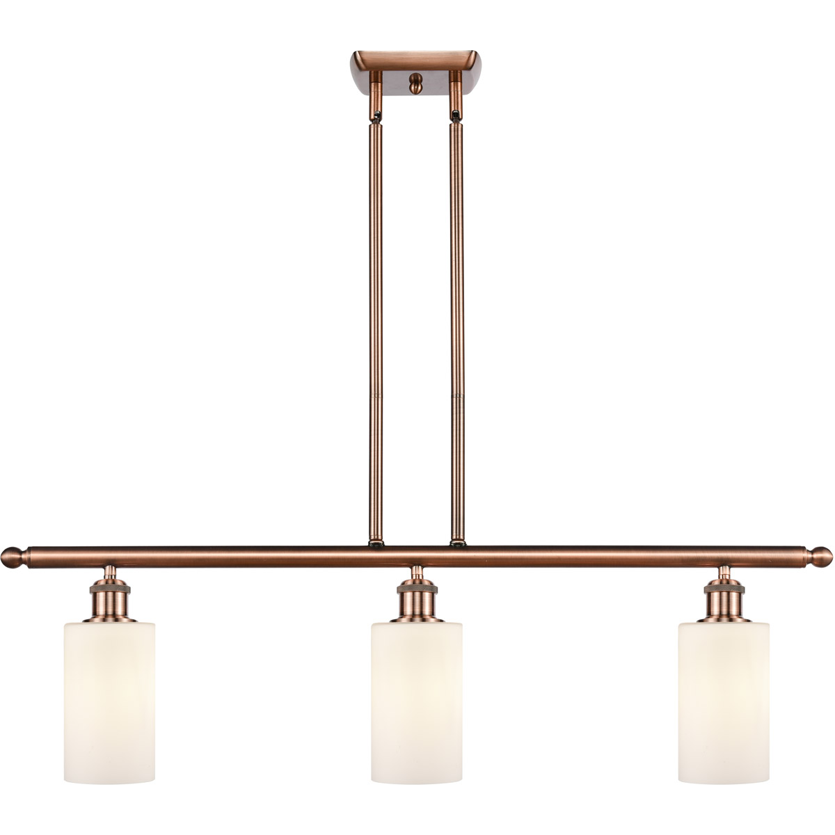 Ballston Clymer LED 36 inch Antique Copper Island Light Ceiling Light in Matte White Glass, Ballston