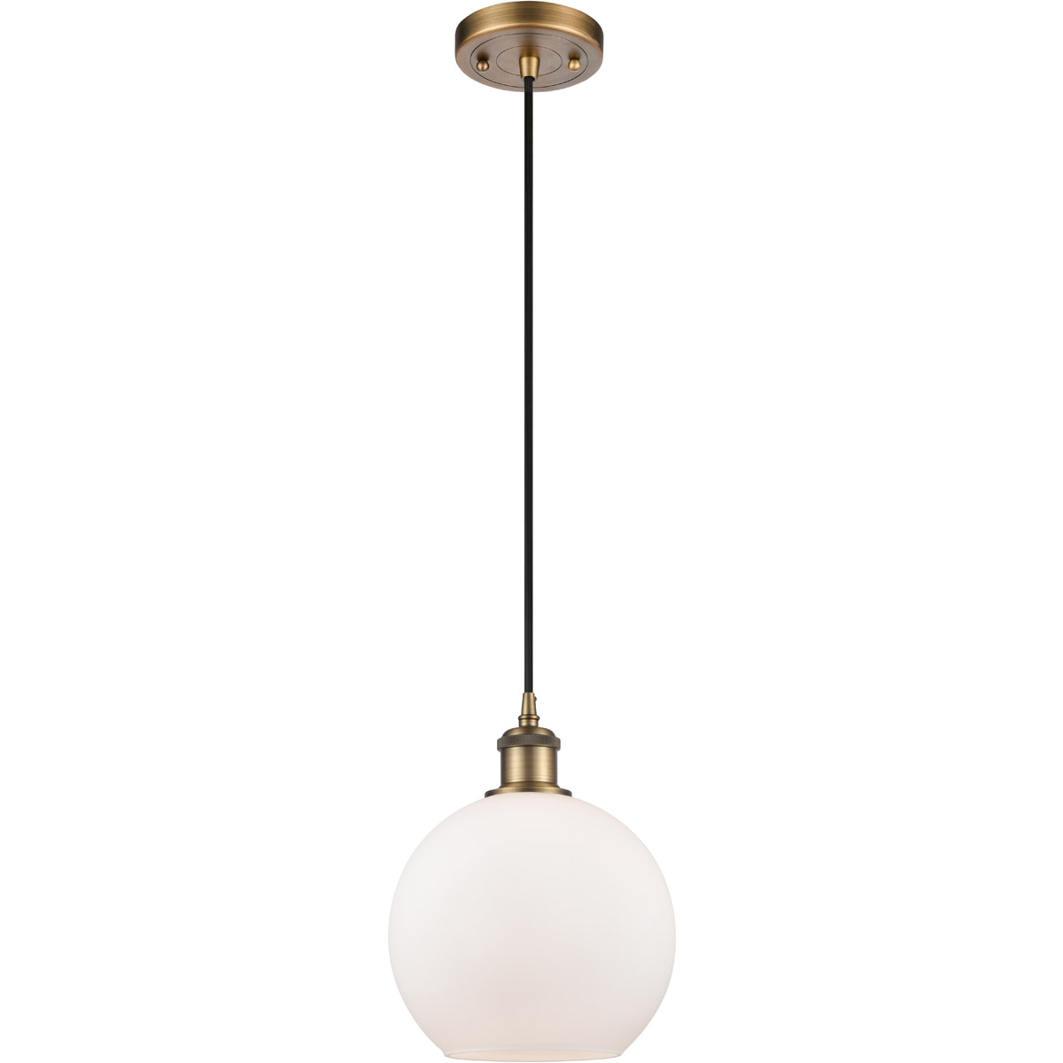 Ballston Athens 1 Light 8 inch Brushed Brass Mini Pendant Ceiling Light in Matte White Glass, Ballston