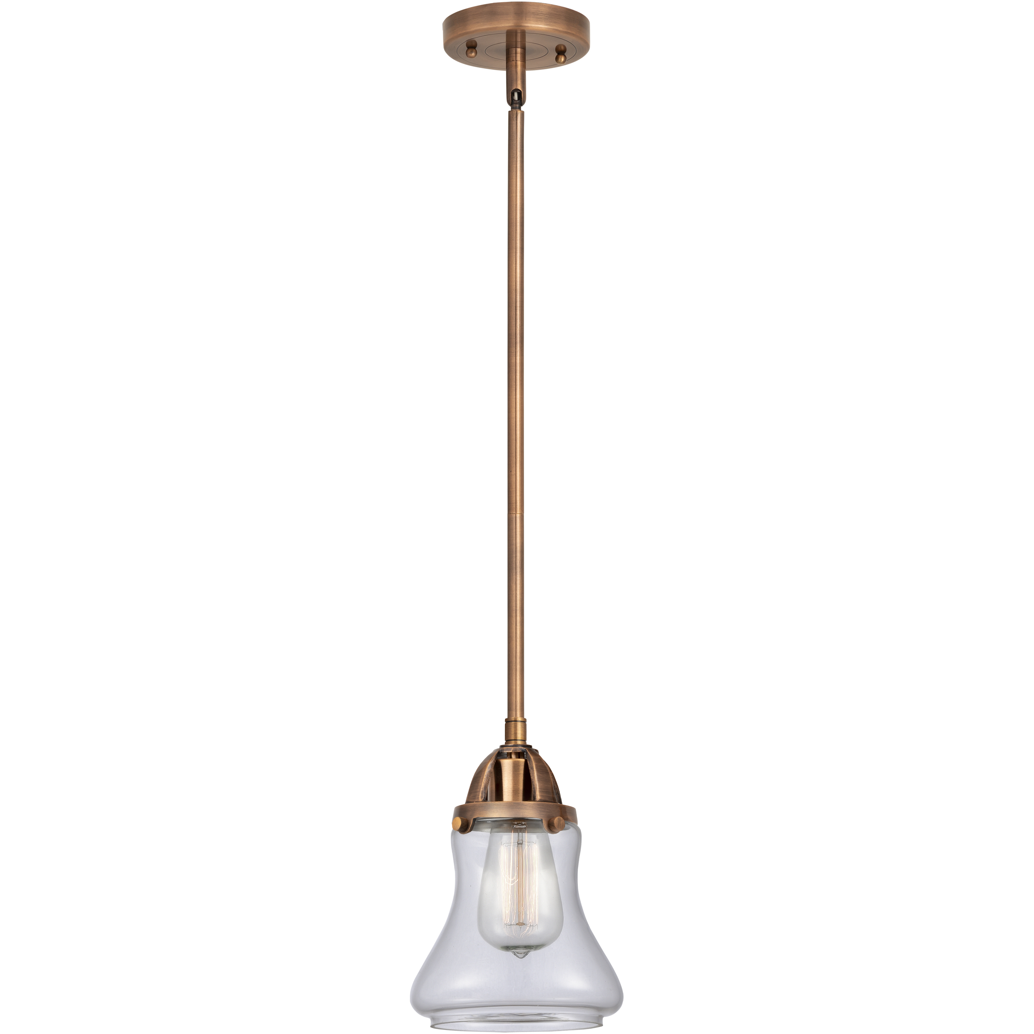 Nouveau 2 Bellmont LED 6 inch Antique Copper Mini Pendant Ceiling Light in Clear