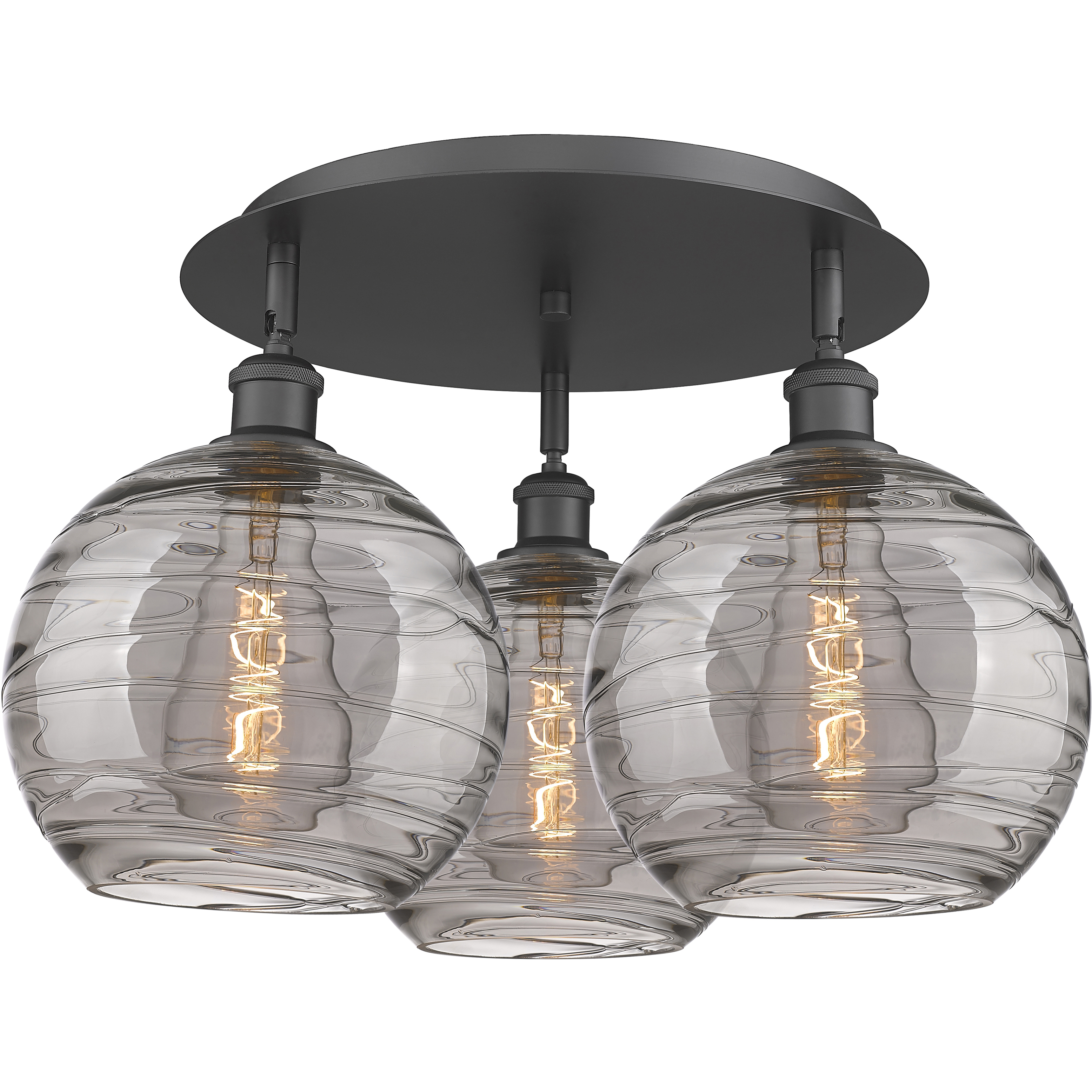 Ballston Athens Deco Swirl 3 Light 21.75 inch Matte Black Flush Mount Ceiling Light