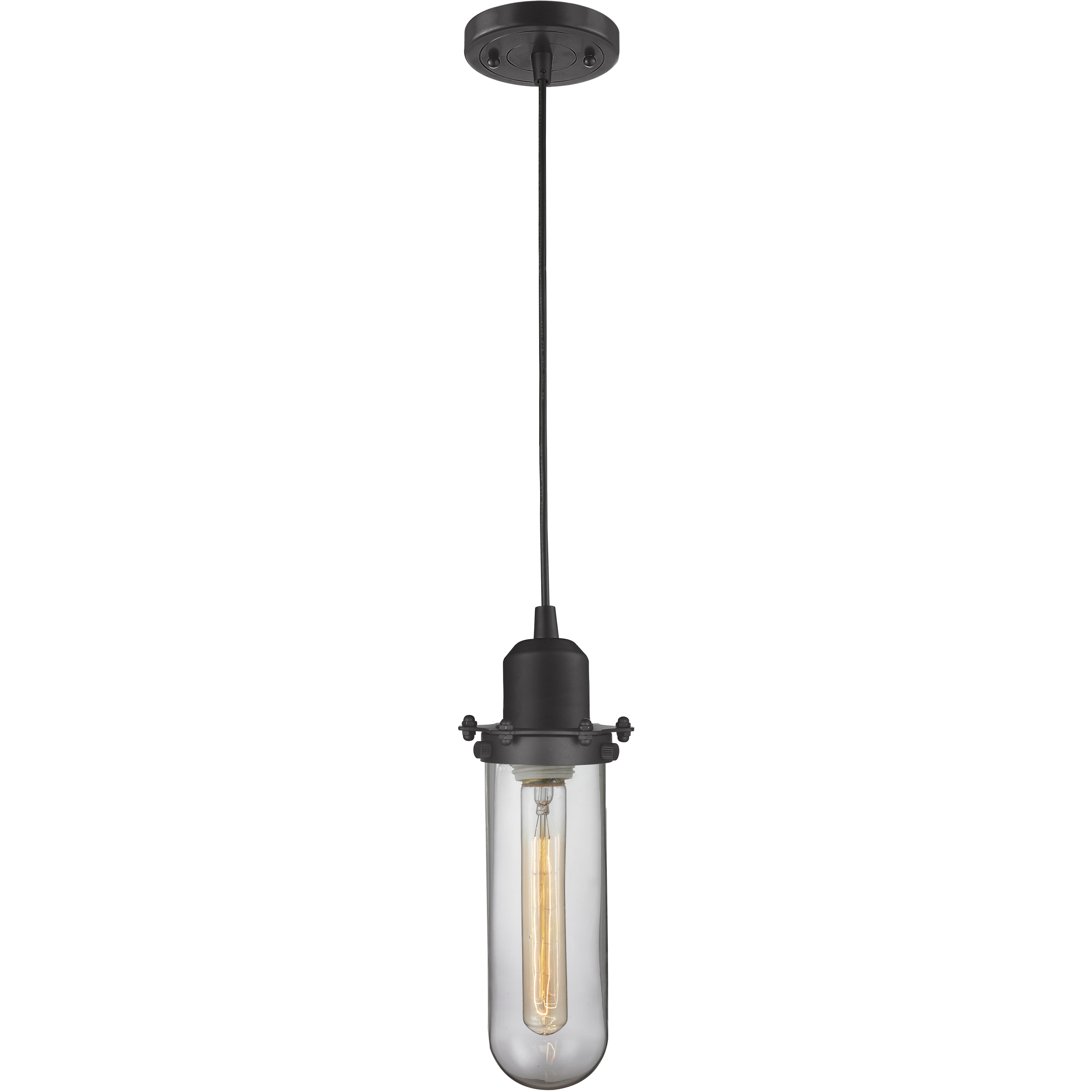 Austere Centri LED 4.5 inch Matte Black Mini Pendant Ceiling Light in Clear Glass, Austere