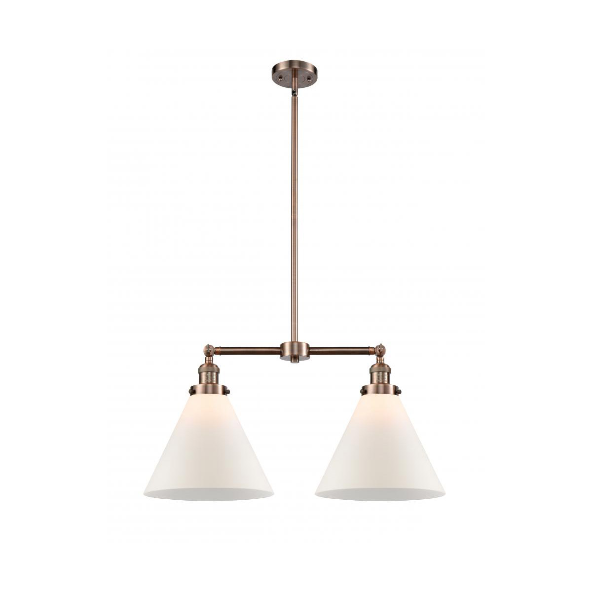 Franklin Restoration X-Large Cone LED 21 inch Antique Copper Chandelier Ceiling Light in Matte White Glass, Franklin Restoration