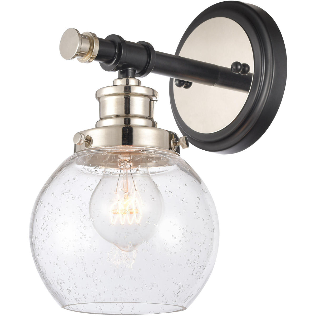 Saybrook LED 6 inch Black Polished Nickel Sconce Wall Light in Seedy Glass