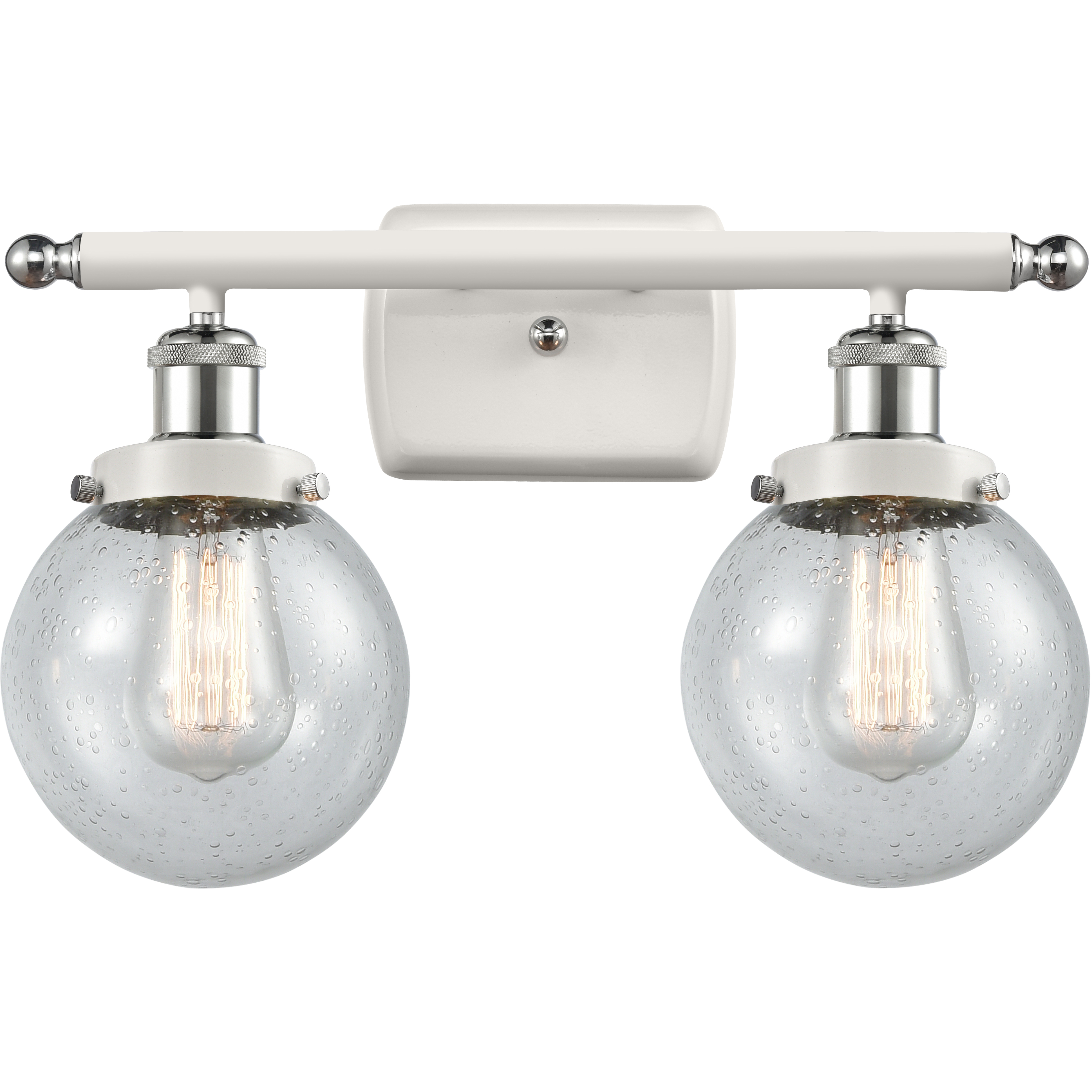 Ballston Beacon 2 Light 16 inch White and Polished Chrome Bath Vanity Light Wall Light in Seedy Glass