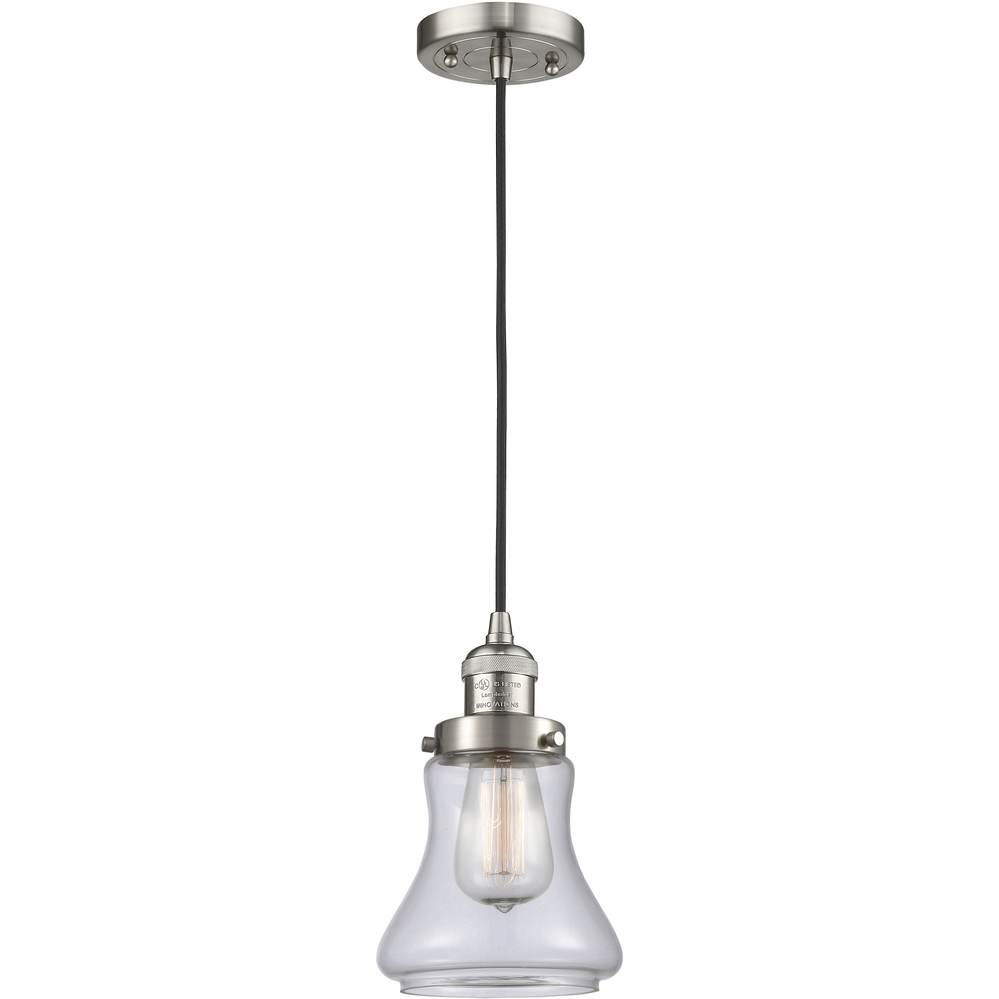 Franklin Restoration Bellmont 1 Light 6.25 inch Brushed Satin Nickel Mini Pendant Ceiling Light in Incandescent, Clear, Franklin Restoration