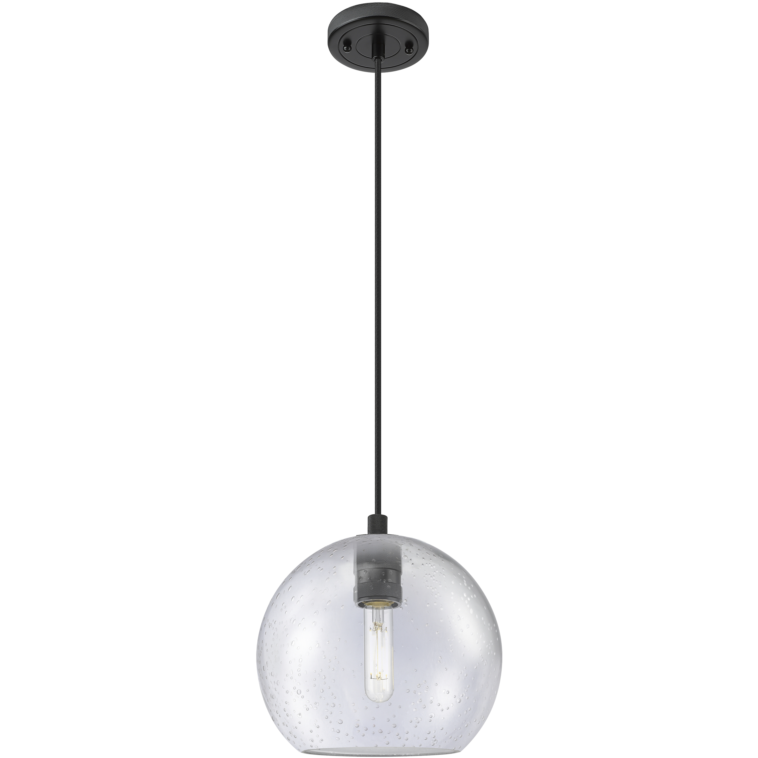 Crown Point 1 Light 8 inch Matte Black Pendant Ceiling Light in Seedy Glass