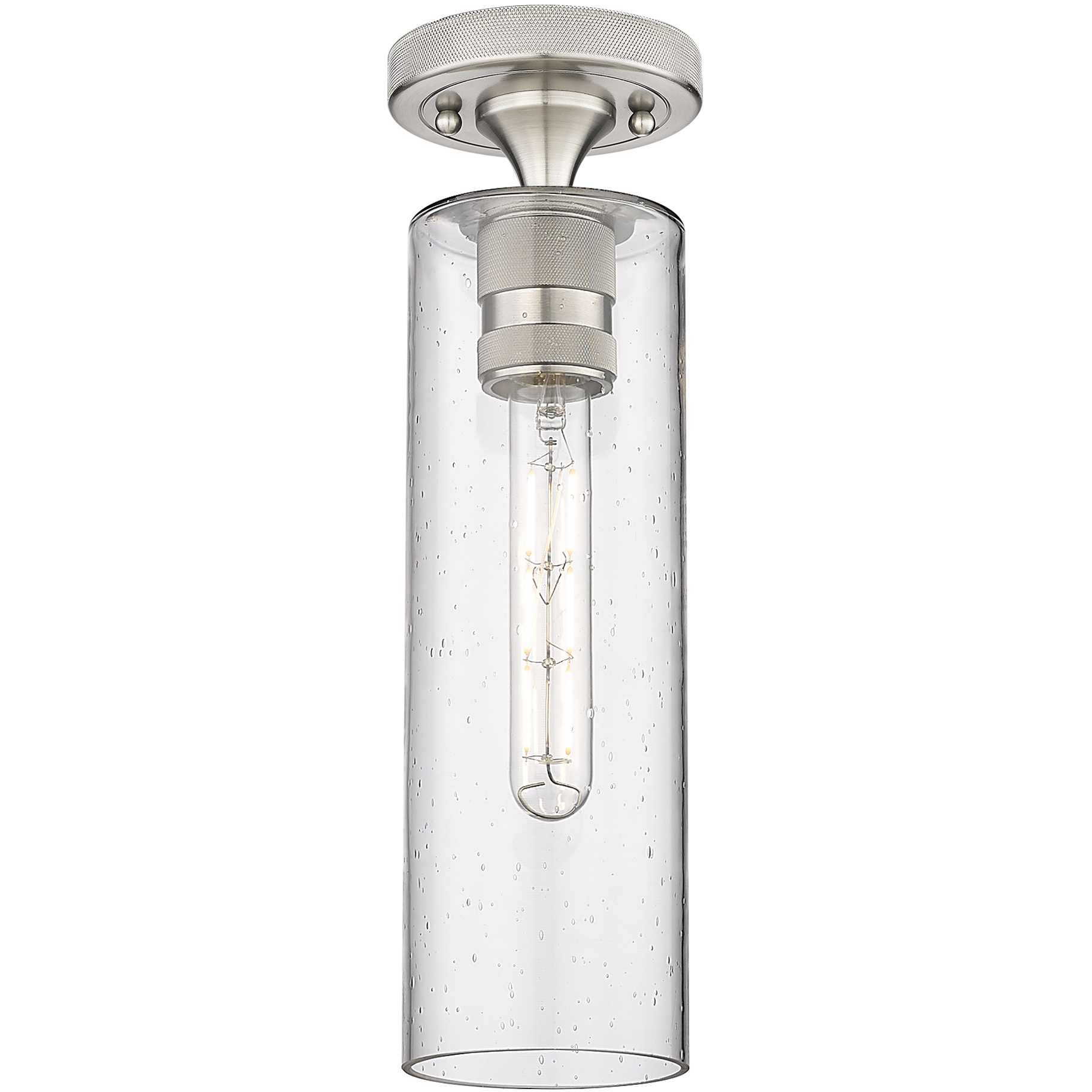 Downtown Urban Crown Point 1 Light 3.88 inch Satin Nickel Flush Mount Ceiling Light in Seedy