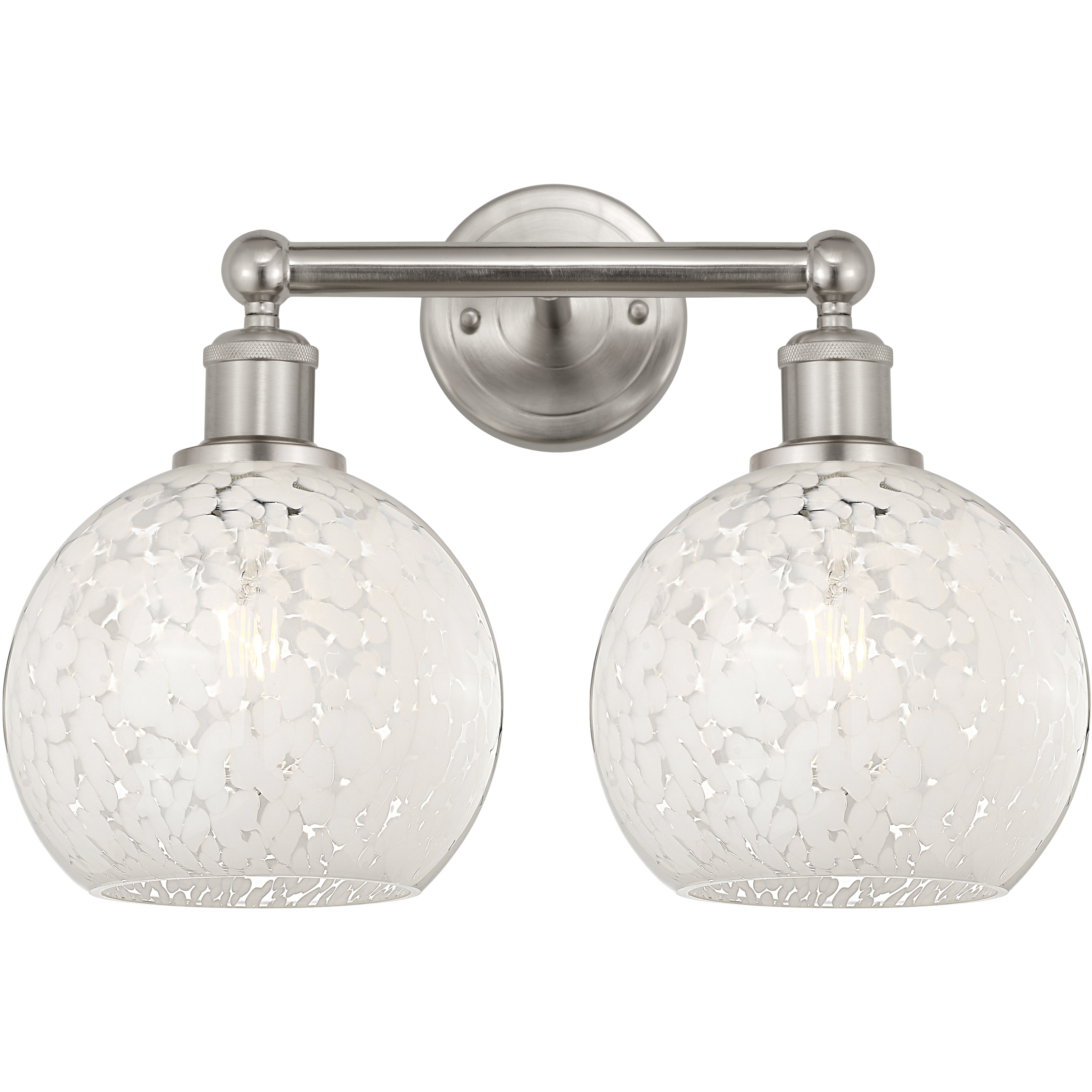 Edison White Mouchette 2 Light 17 inch Satin Nickel Bath Vanity Light Wall Light