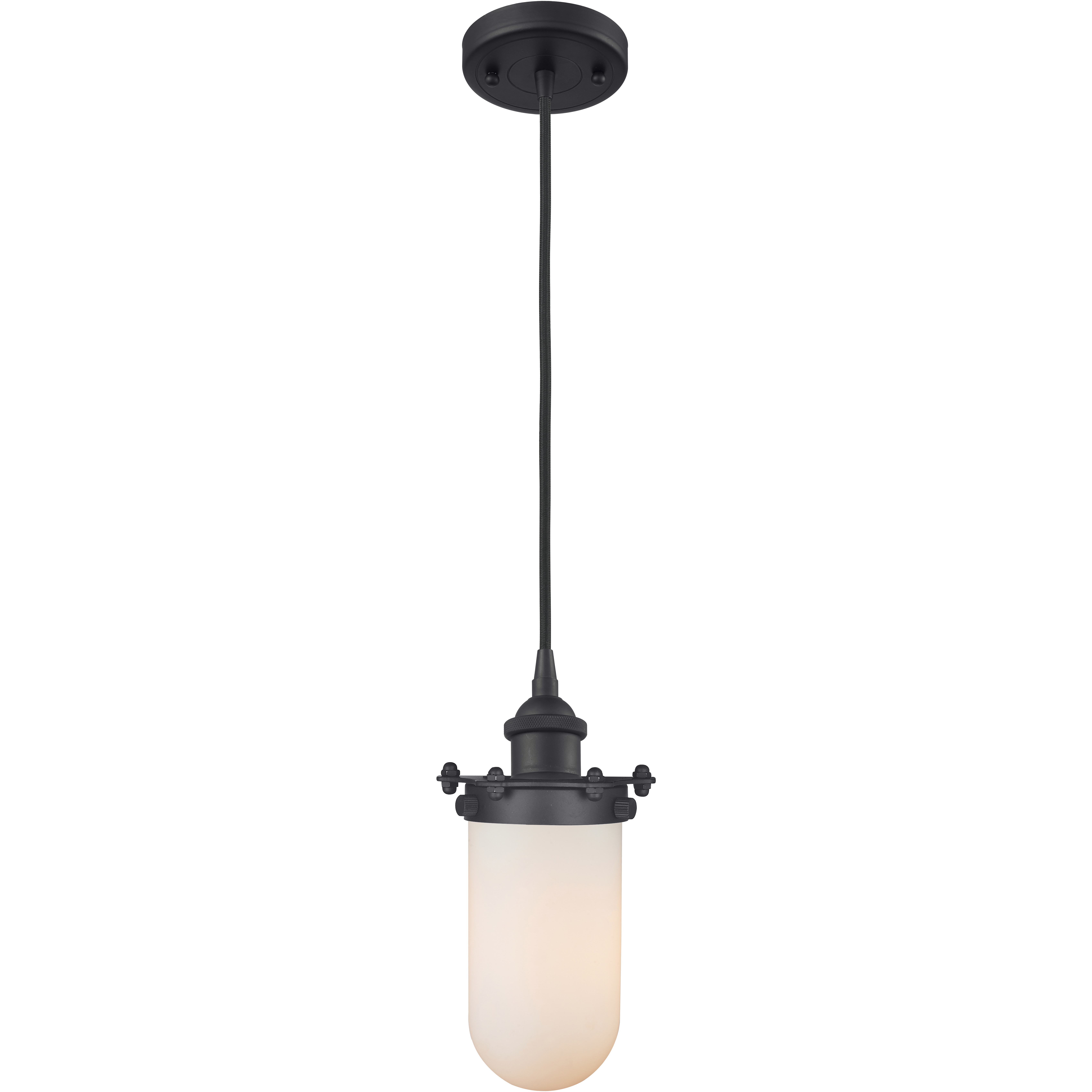 Austere Kingsbury LED 6 inch Matte Black Pendant Ceiling Light in Matte White Glass, Black Textured