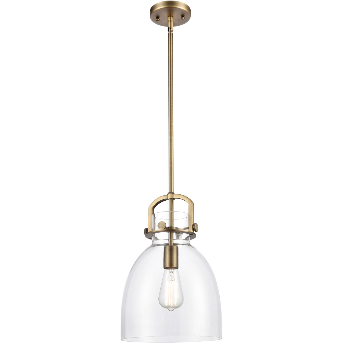 Restoration Newton LED 10 inch Brushed Brass Mini Pendant Ceiling Light, Restoration