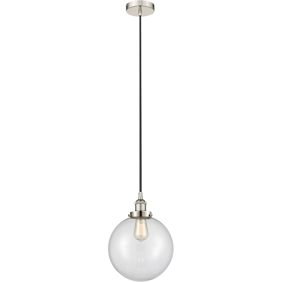 Edison Beacon 1 Light 10 inch Polished Nickel Mini Pendant Ceiling Light