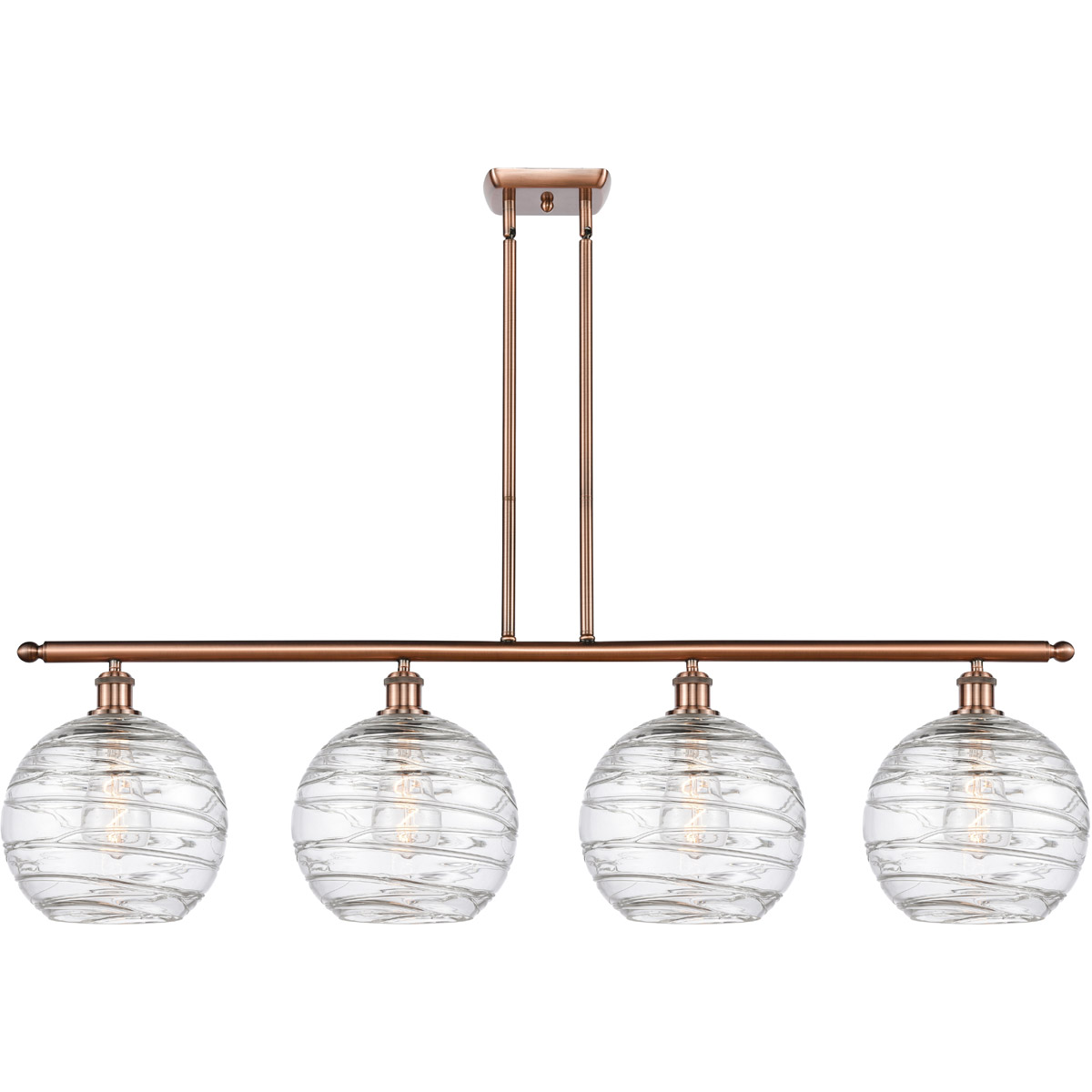 Ballston Deco Swirl 4 Light 48 inch Antique Copper Island Light Ceiling Light