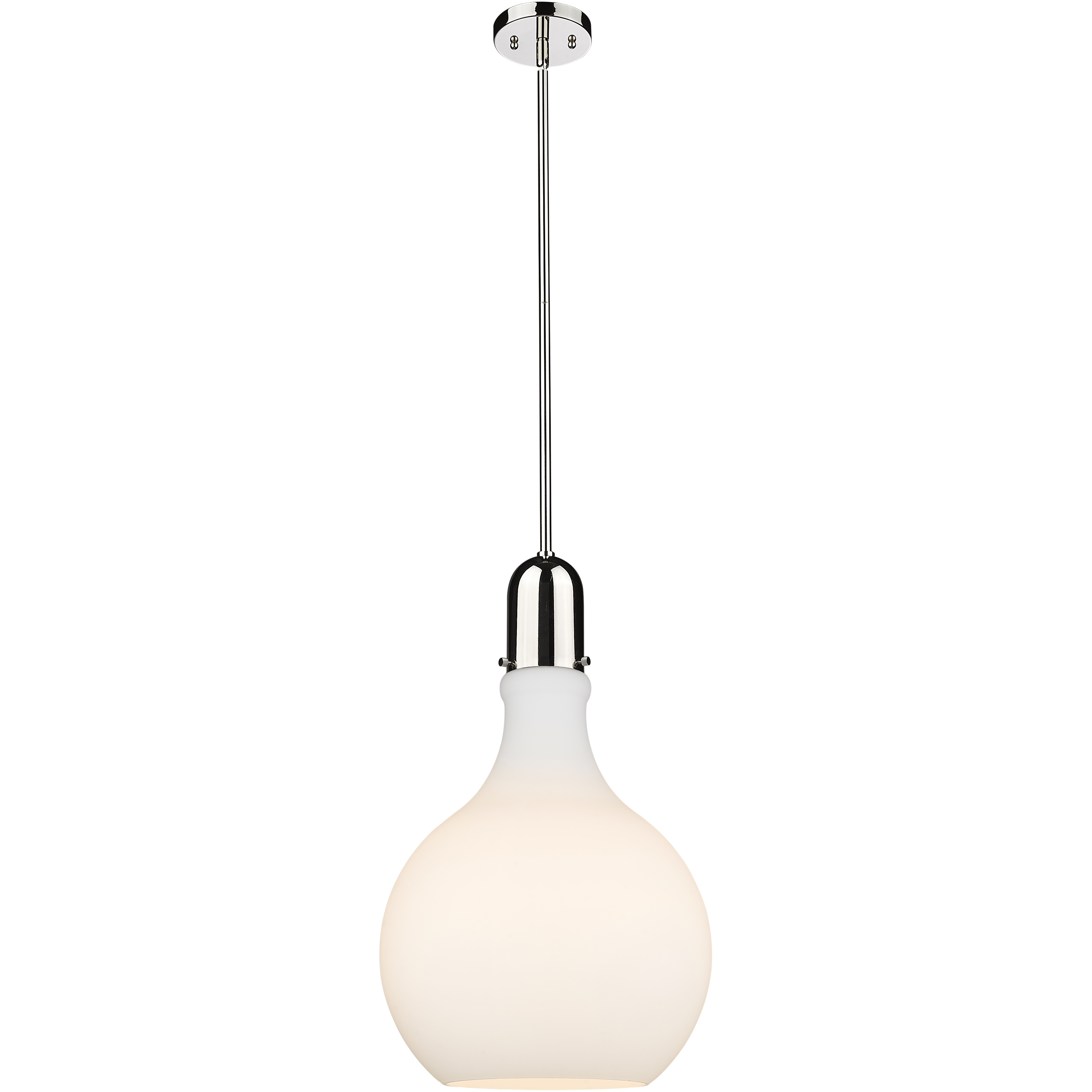 Auralume Amherst LED 13.75 inch Polished Nickel Pendant Ceiling Light in Matte White Glass
