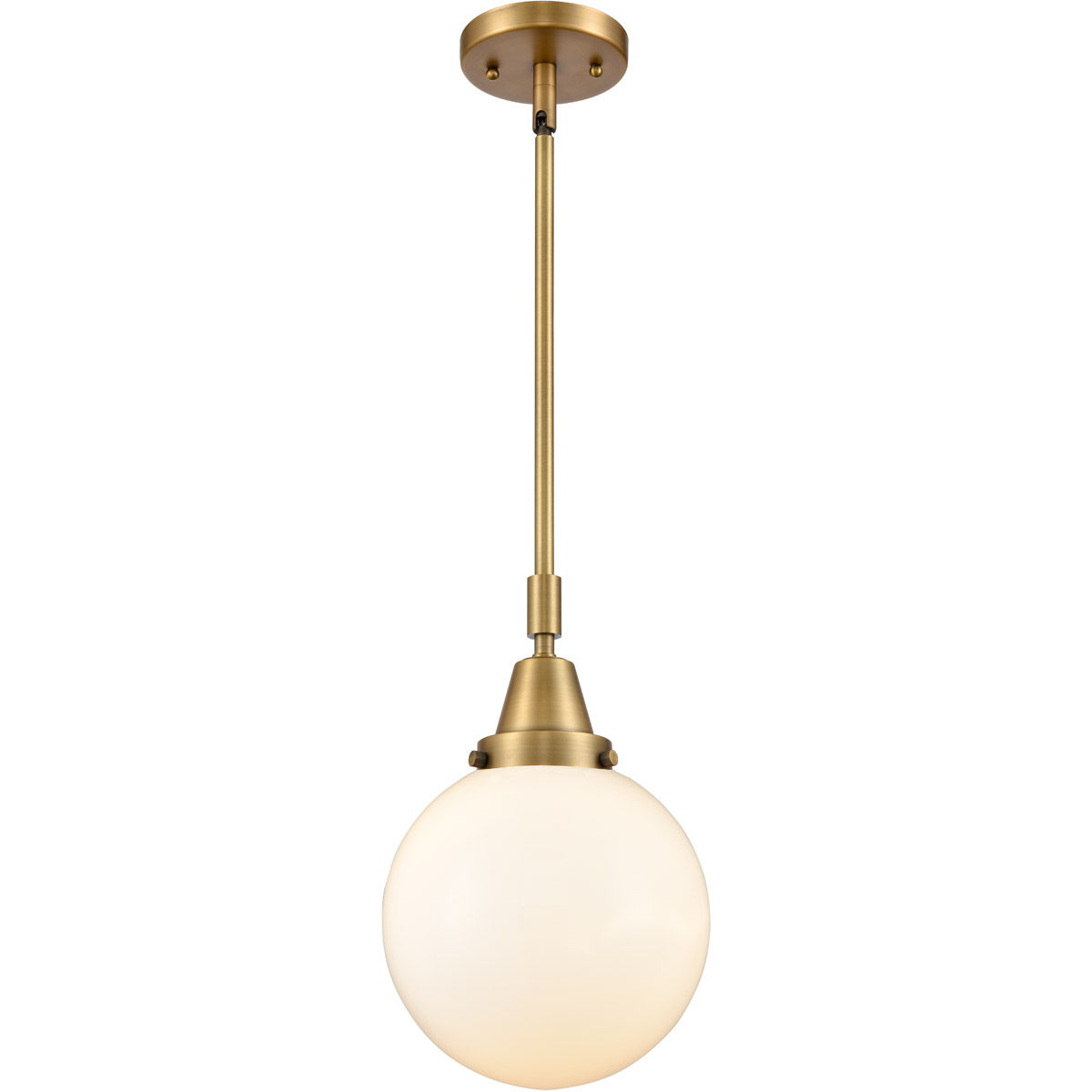 Beacon 1 Light 8 inch Brushed Brass Mini Pendant Ceiling Light in Matte White Glass