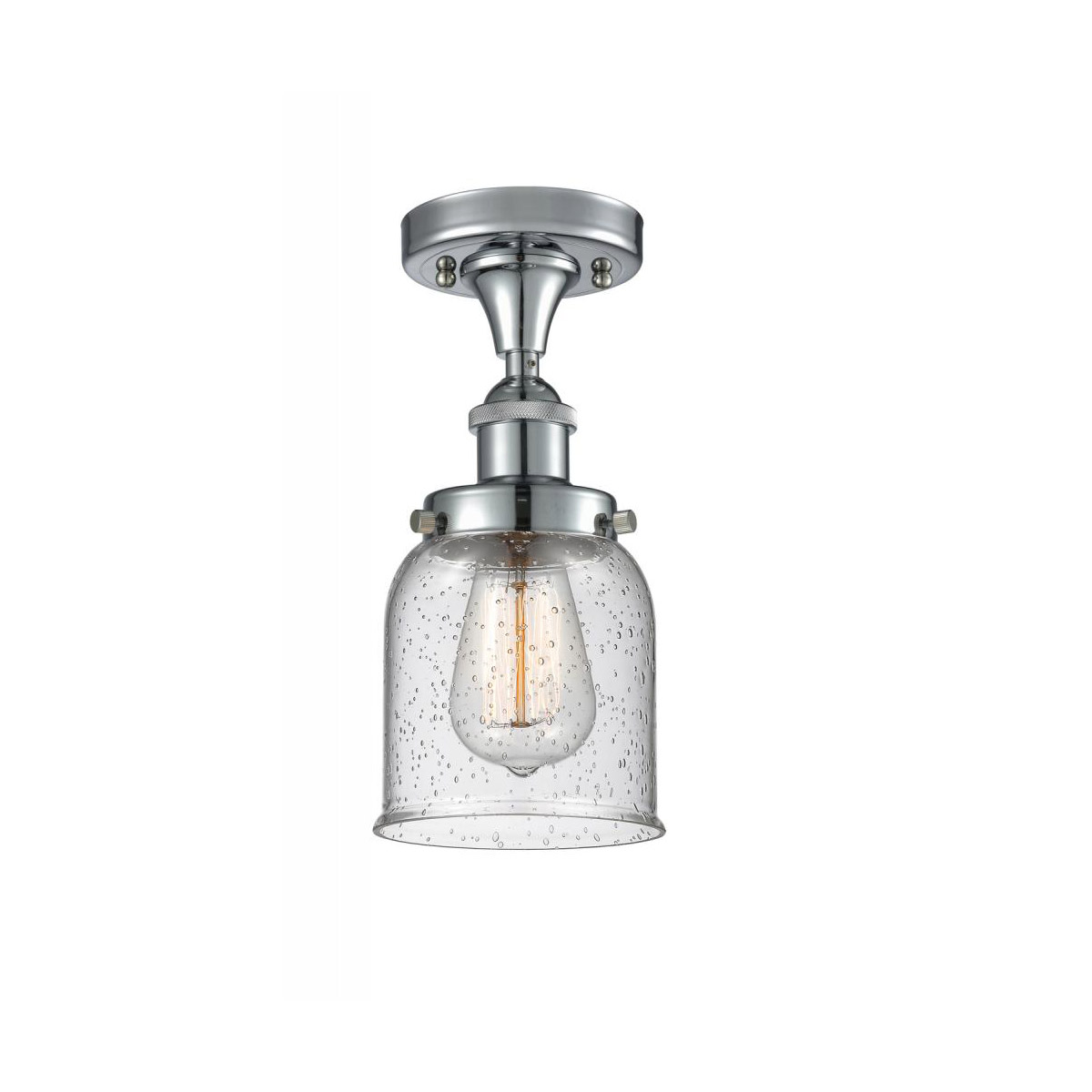 Ballston Small Bell LED 5 inch Polished Chrome Semi-Flush Mount Ceiling Light in Seedy Glass, Ballston