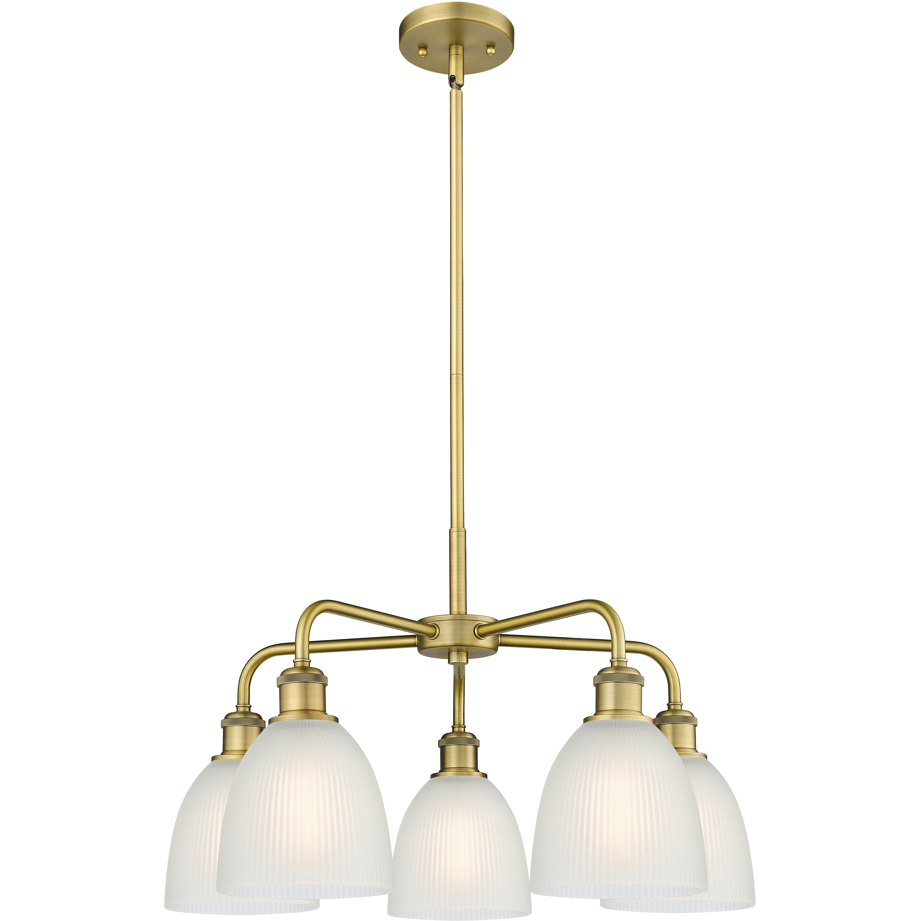 Castile 5 Light 24 inch Brushed Brass Chandelier Ceiling Light in White Glass