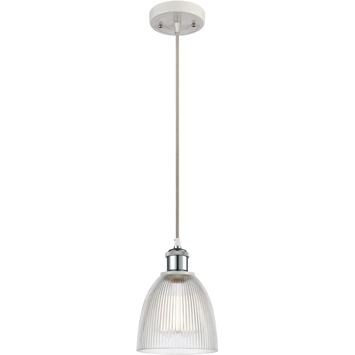 Ballston Castile LED 6 inch White and Polished Chrome Mini Pendant Ceiling Light in Clear Glass, Ballston