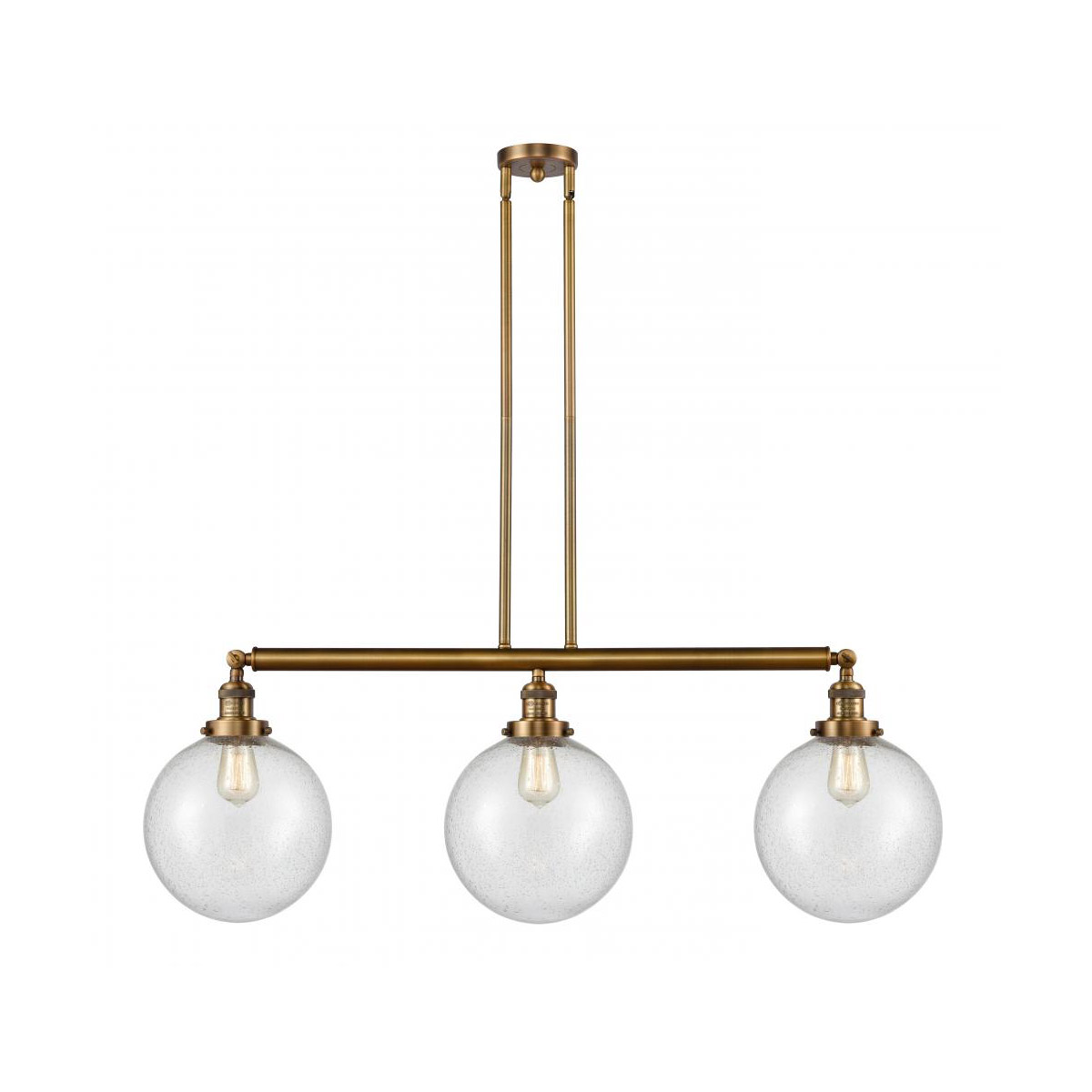 Franklin Restoration X-Large Beacon 3 Light 42 inch Brushed Brass Island Light Ceiling Light in Seedy Glass, Franklin Restoration