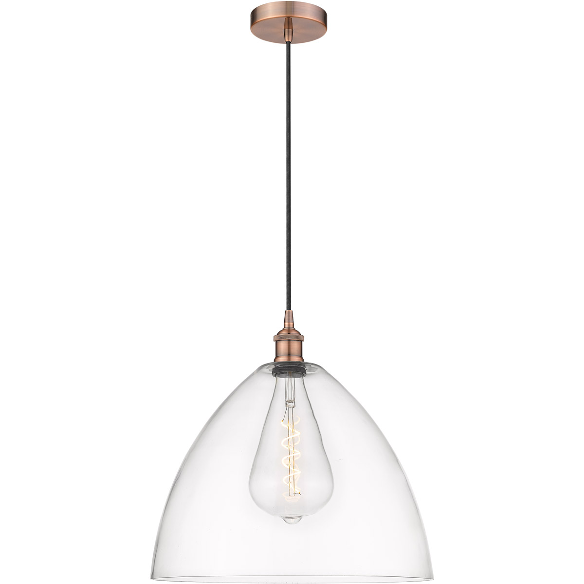 Edison Dome 1 Light 16 inch Antique Copper Pendant Ceiling Light