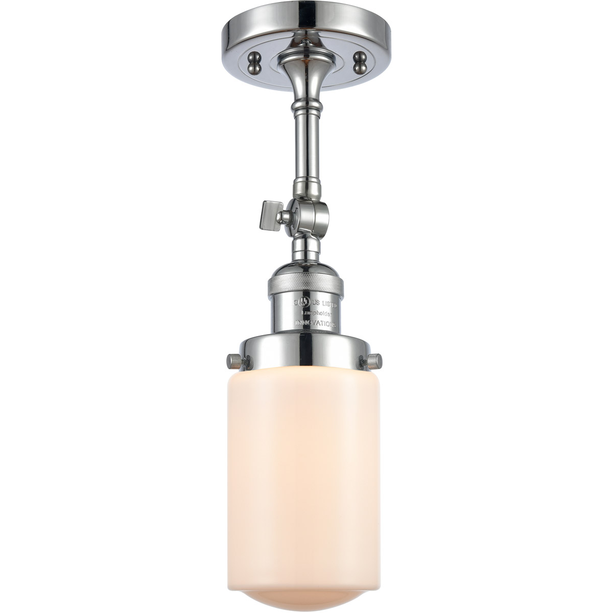 Franklin Restoration Dover 1 Light 5 inch Polished Chrome Semi-Flush Mount Ceiling Light in Matte White Glass, Franklin Restoration