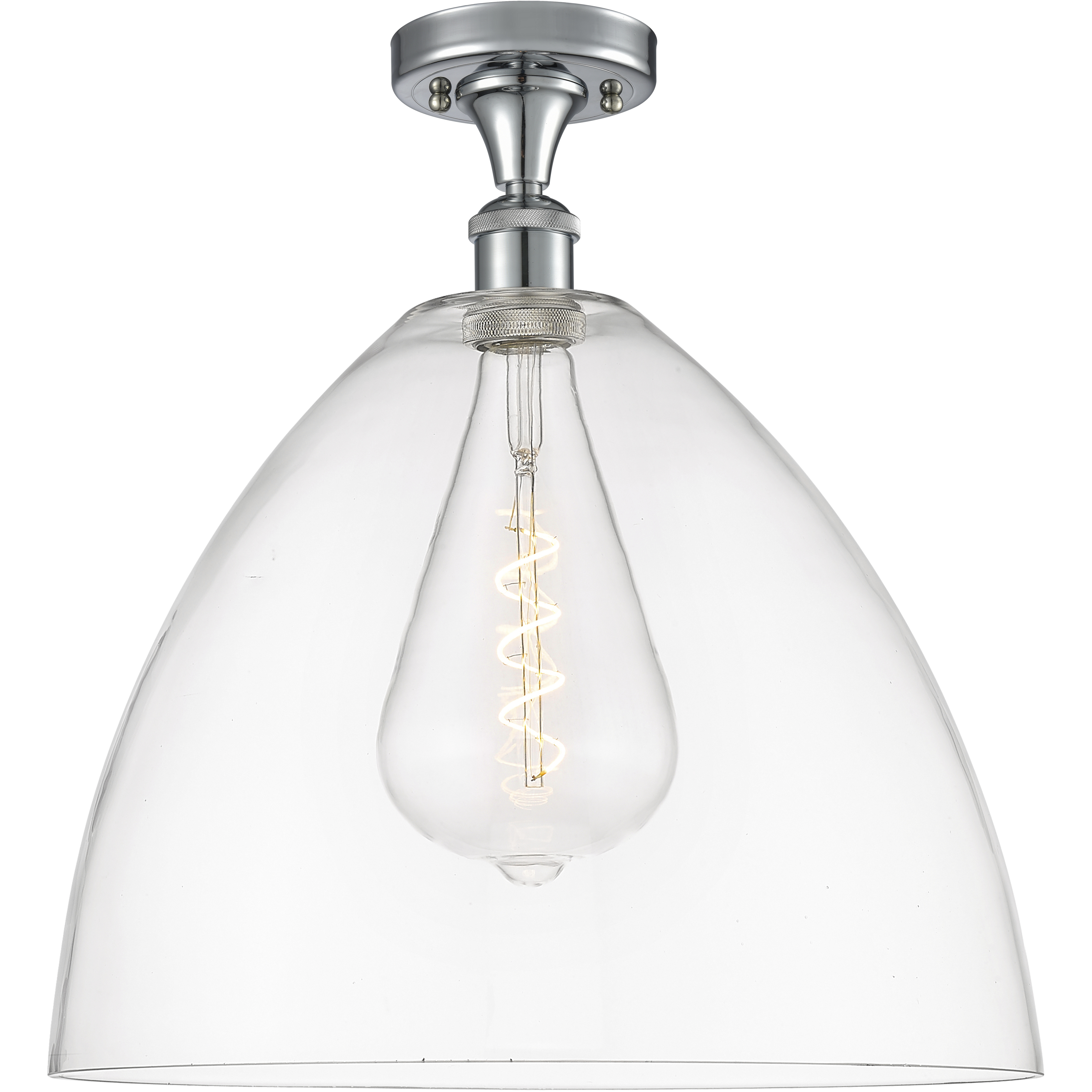 Edison Bristol Glass 1 Light 16 inch Polished Chrome Semi-Flush Mount Ceiling Light in Clear Glass