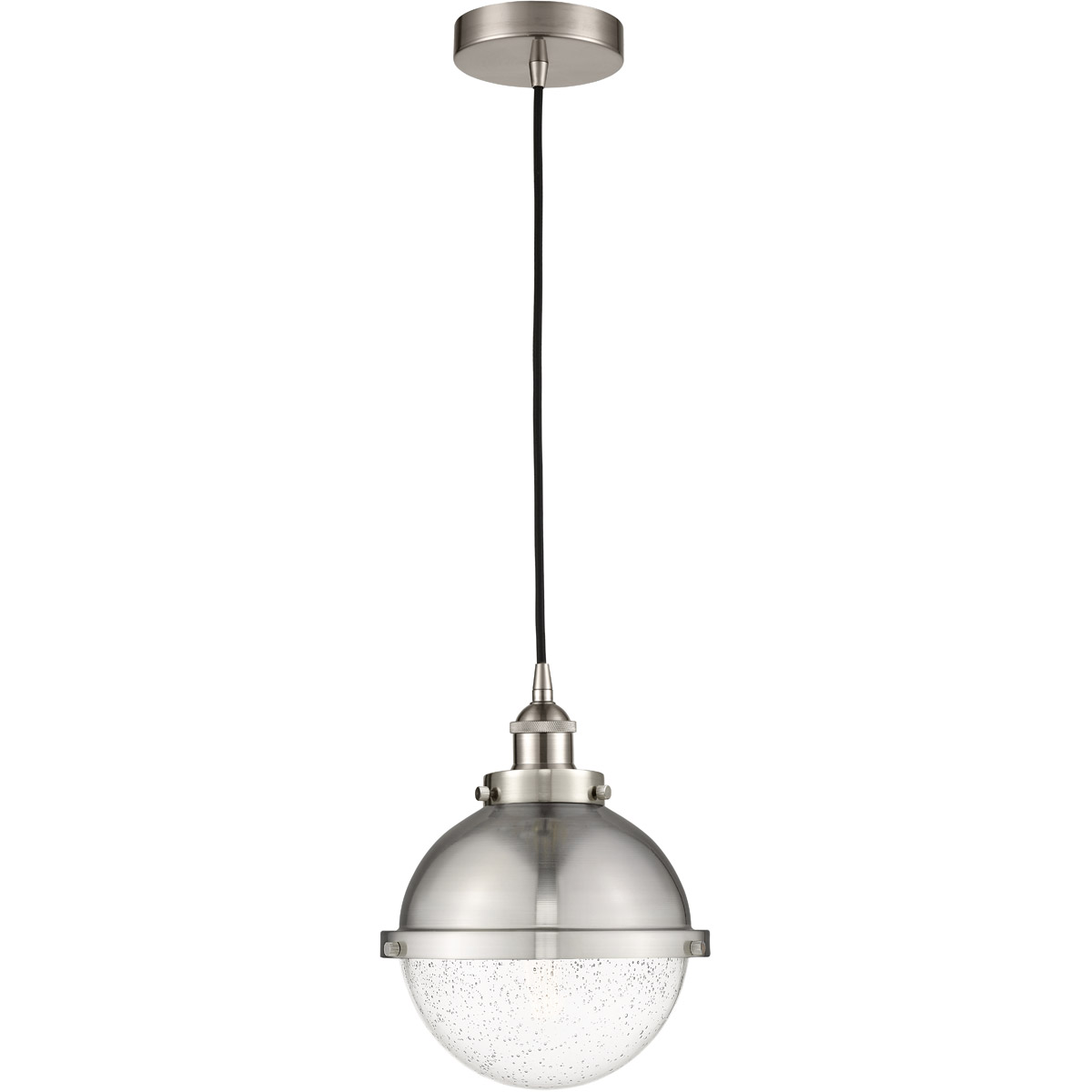 Edison Hampden 1 Light 9 inch Brushed Satin Nickel Mini Pendant Ceiling Light in Seedy Glass
