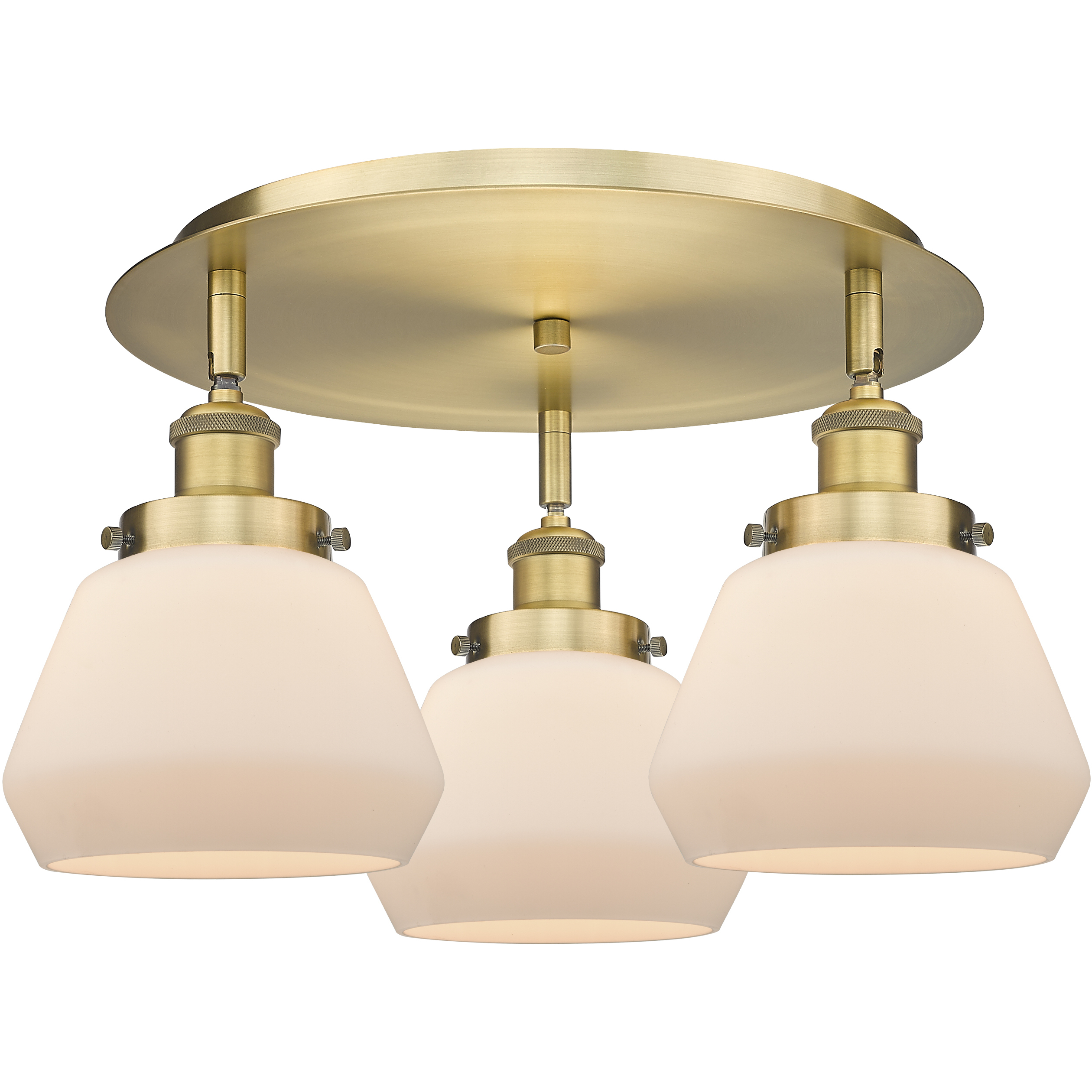 Fulton 3 Light 18.25 inch Brushed Brass Flush Mount Ceiling Light in Matte White