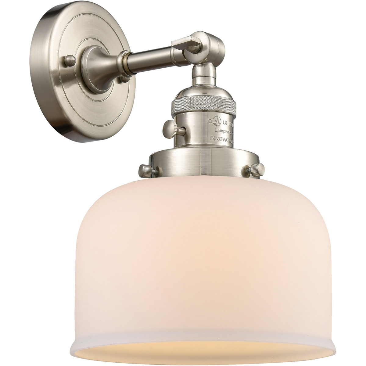 Franklin Restoration Large Bell LED 8 inch Brushed Satin Nickel Sconce Wall Light, Franklin Restoration