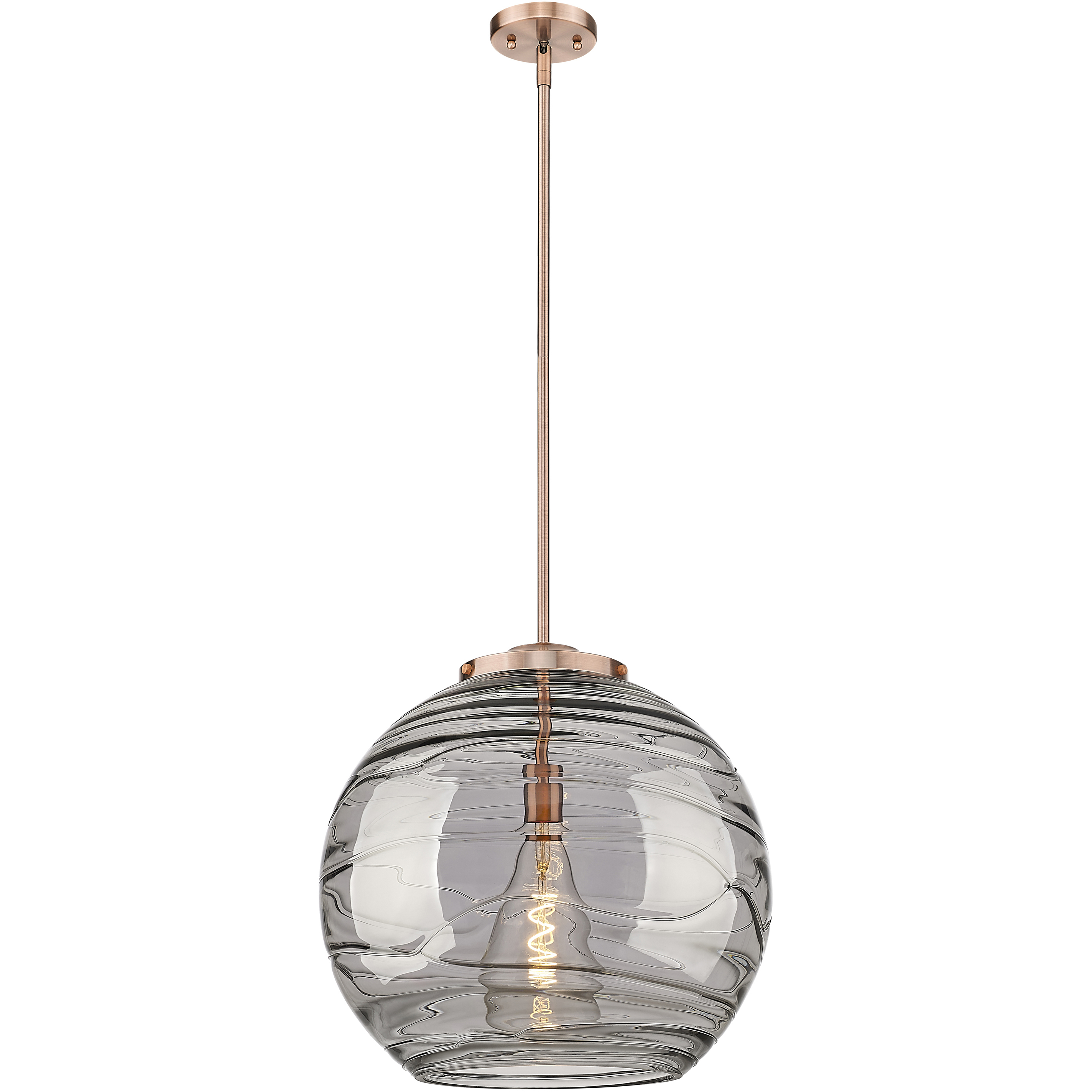 Franklin Restoration Athens Deco Swirl 1 Light 17.88 inch Antique Copper Stem Hung Pendant Ceiling Light