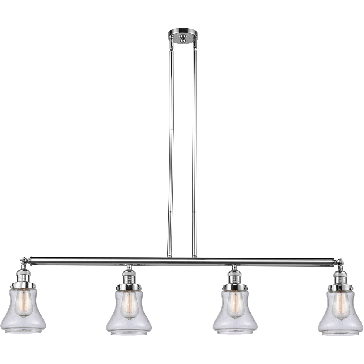 Franklin Restoration Bellmont LED 50.88 inch Polished Chrome Island Light Ceiling Light in Seedy Glass, Franklin Restoration