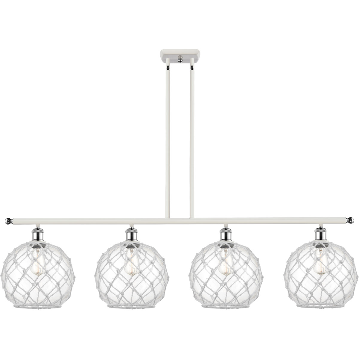 Ballston Large Farmhouse Rope LED 48 inch White and Polished Chrome Island Light Ceiling Light in Clear Glass with White Rope, Ballston