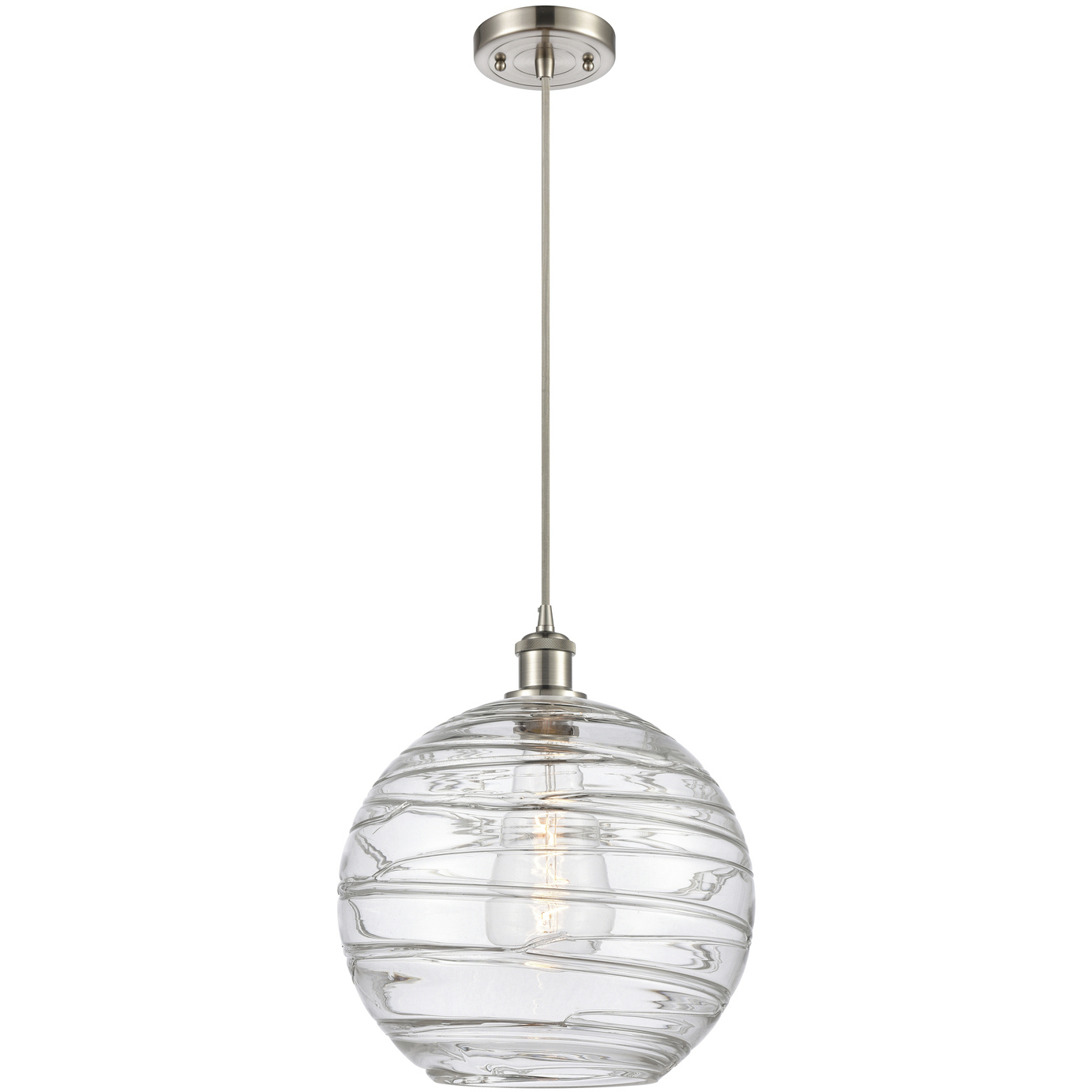 Ballston X-Large Deco Swirl 1 Light 12 inch Brushed Satin Nickel Mini Pendant Ceiling Light, Ballston