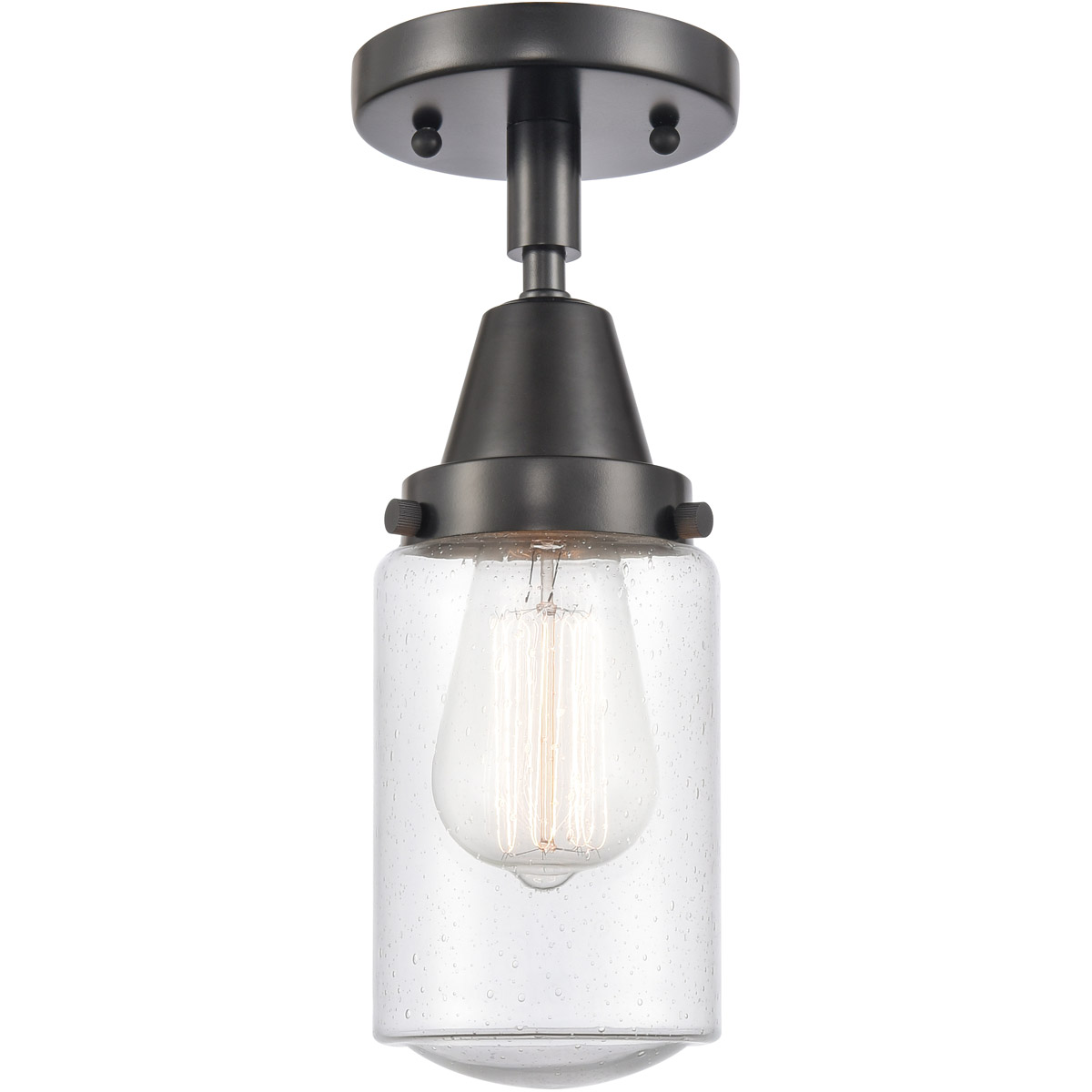 Franklin Restoration Dover LED 4.5 inch Matte Black Flush Mount Ceiling Light in Seedy Glass