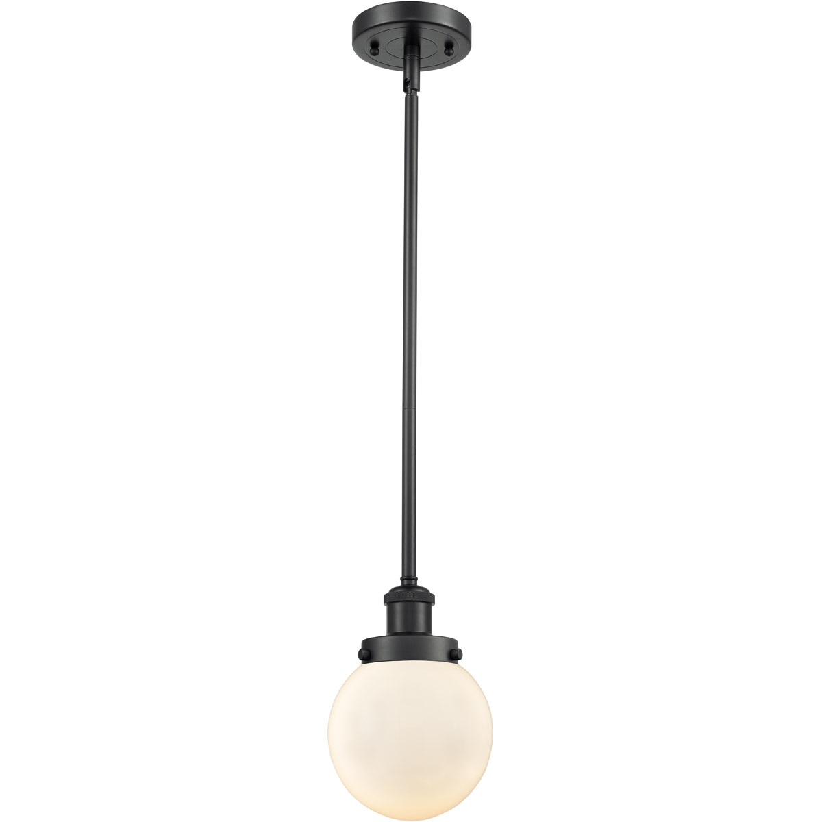 Ballston Beacon LED 6 inch Matte Black Pendant Ceiling Light in Matte White Glass, Ballston